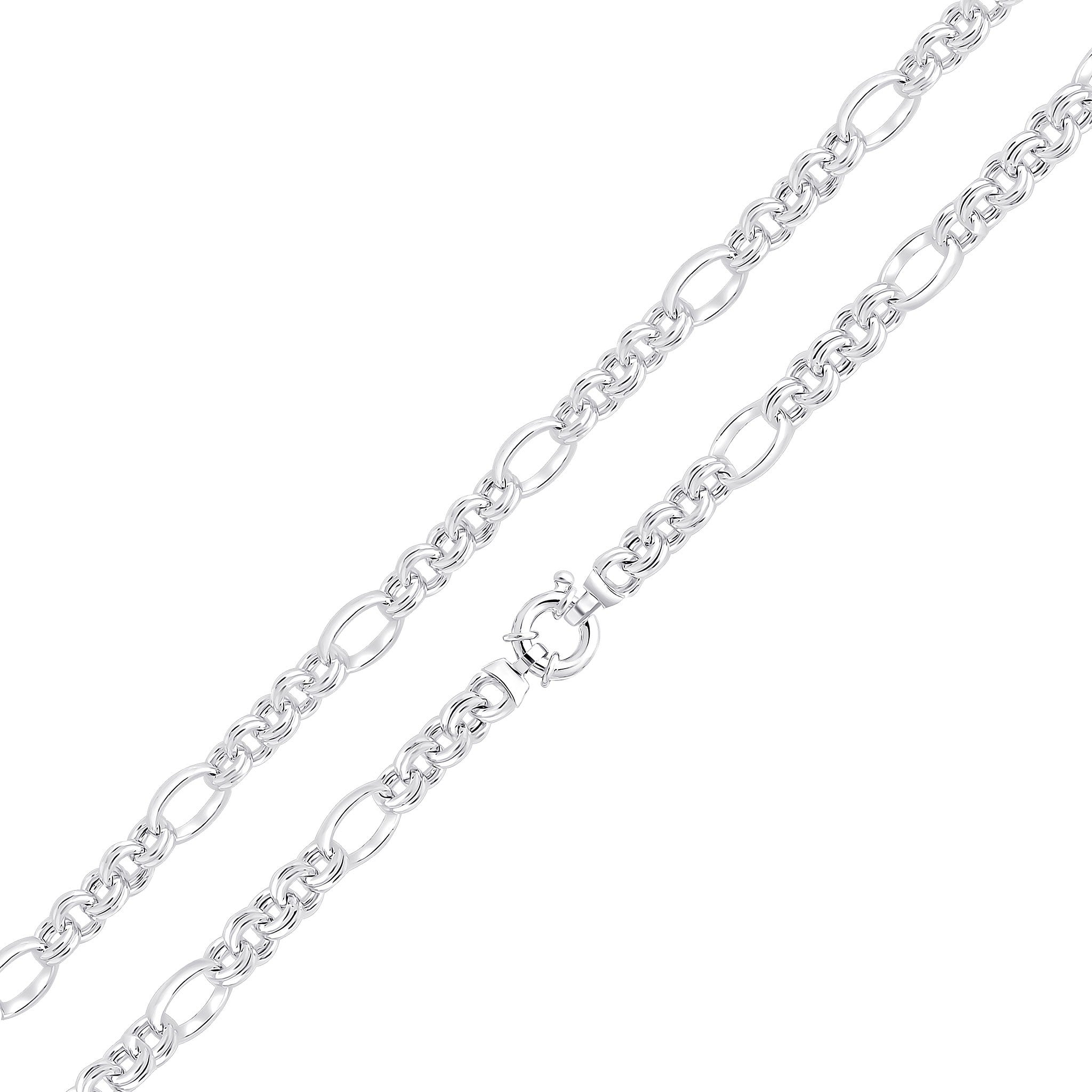 Silver 8.5mm Double Figaro Belcher 18" Bolt Ring
