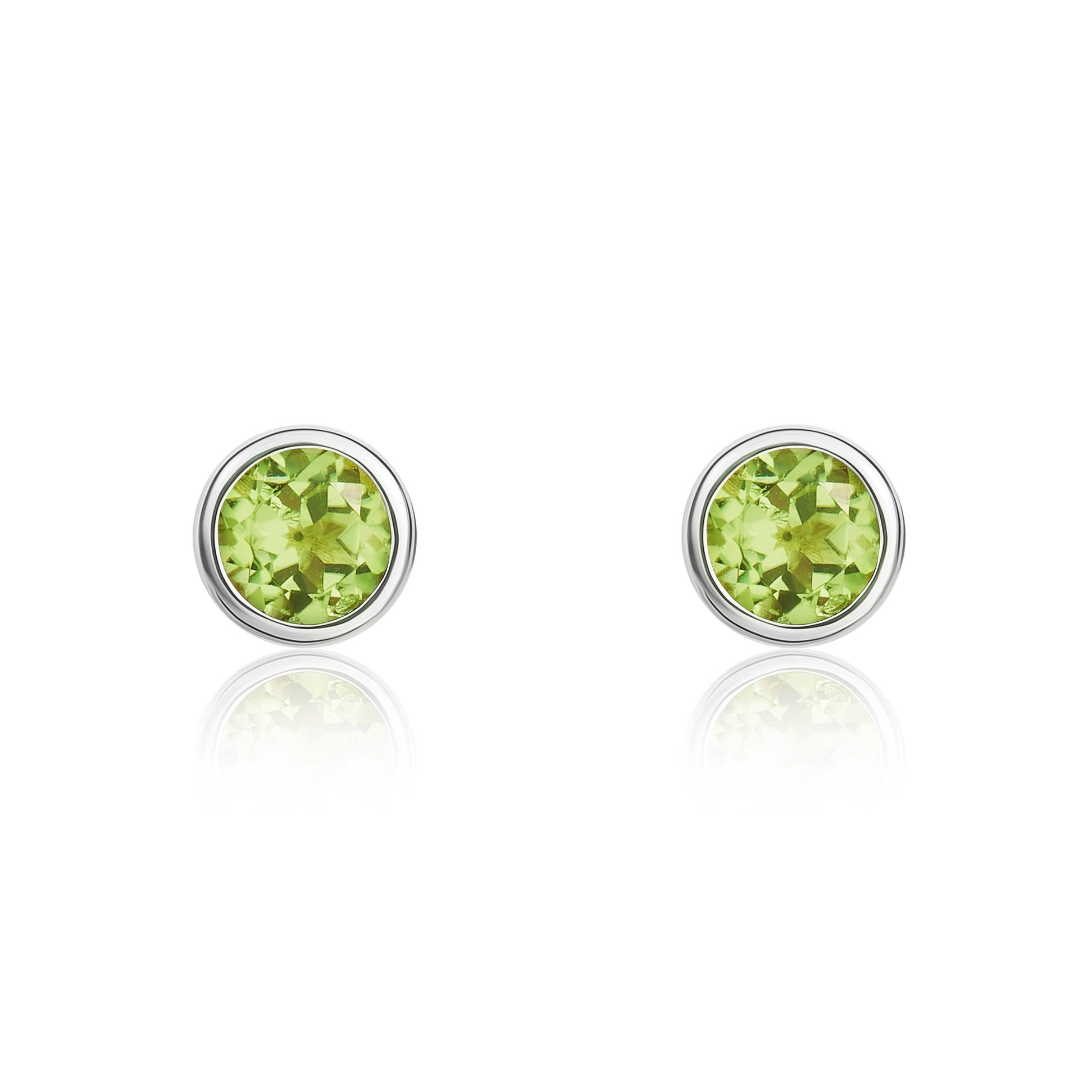 9CT WG 3MM ROUND PERIDOT RUBOVER EARRINGS