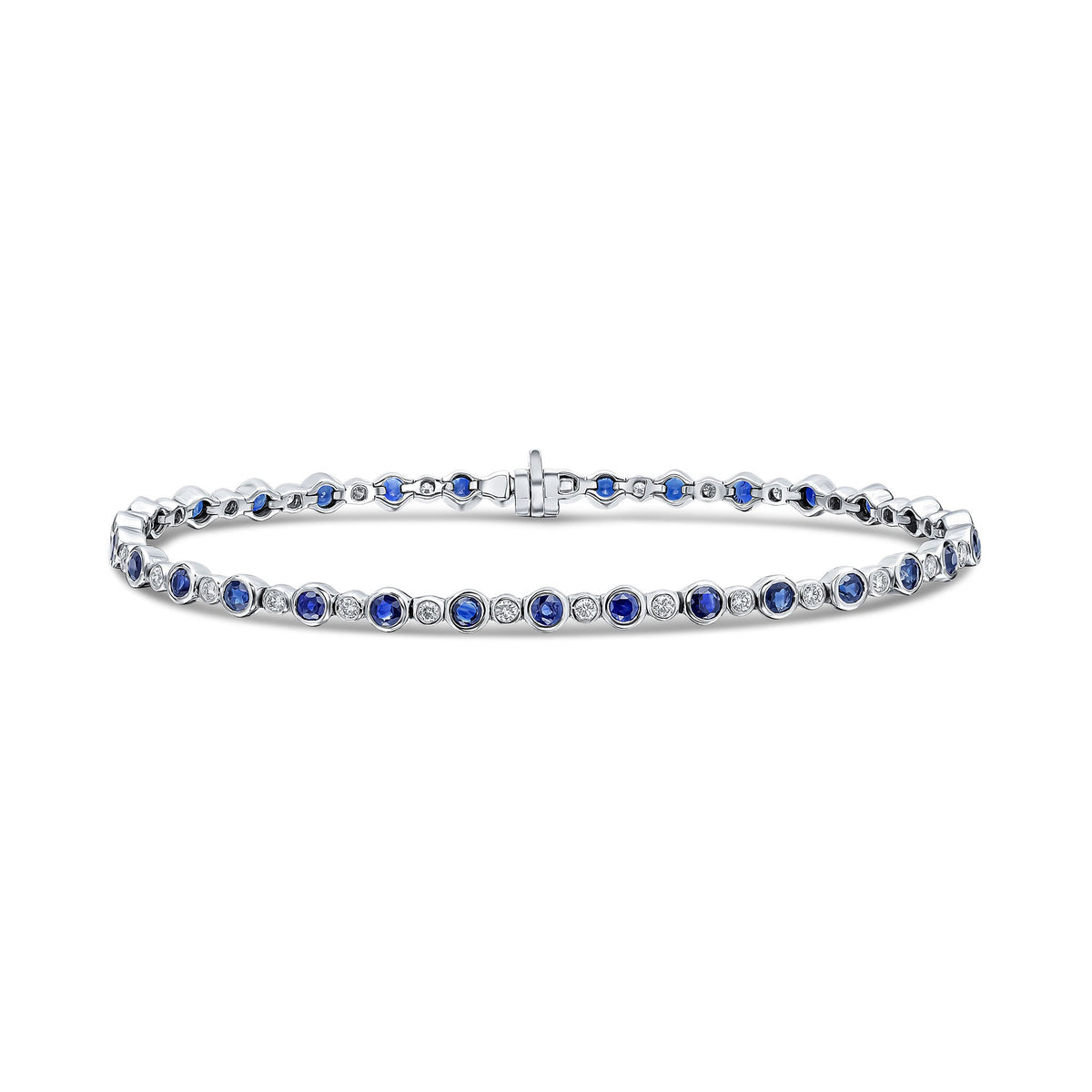 18WG.ROUND SAPPHIRE & DIAMOND RUBOVER BRACELET