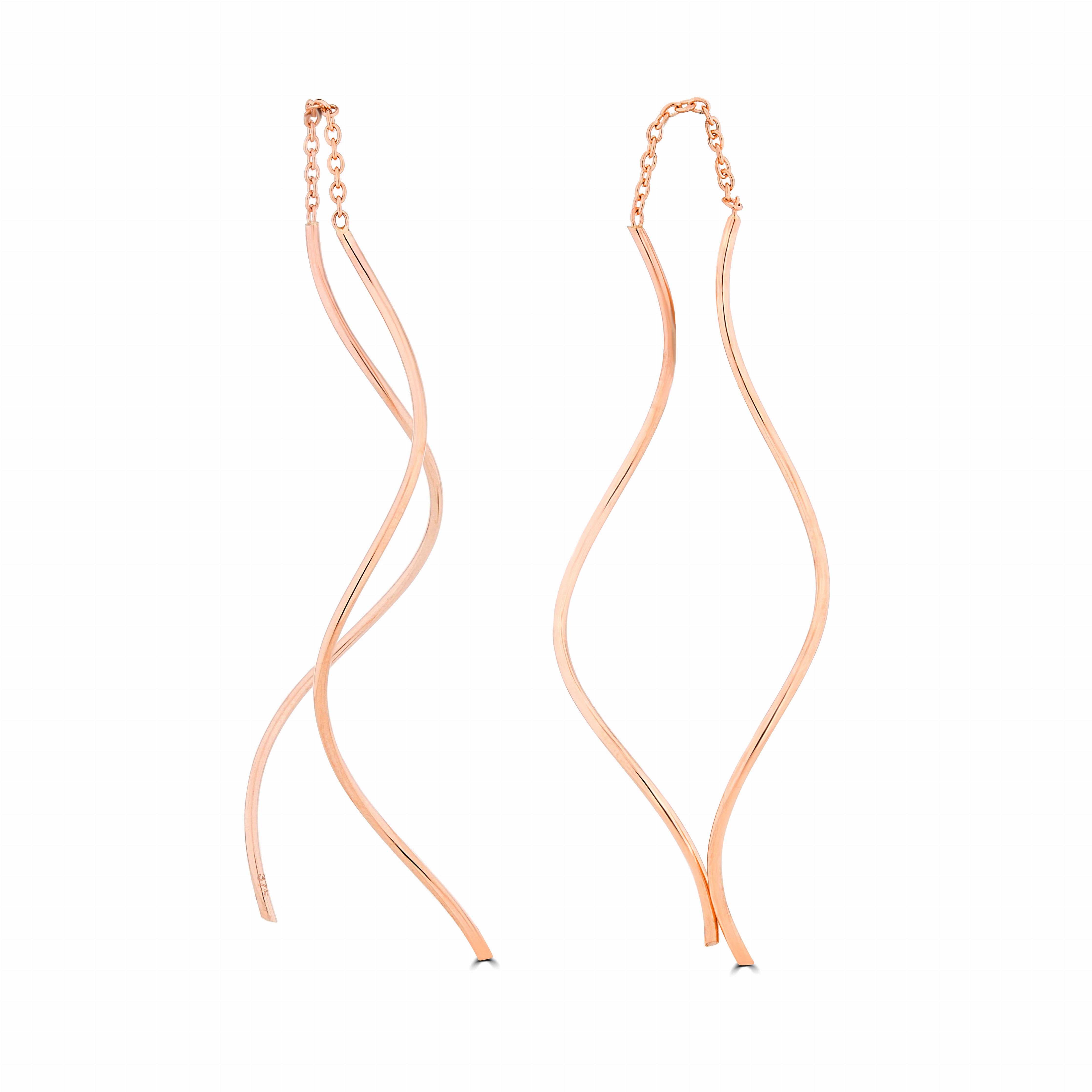 9CT ROSE GOLD DOUBLE SQUIGGLE PULL-THROUGH DROP EARRINGS