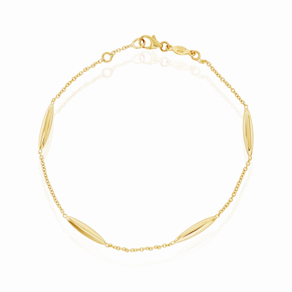 9CT YG CHAIN AND 3D MARQUISE MOTIF BRACELET