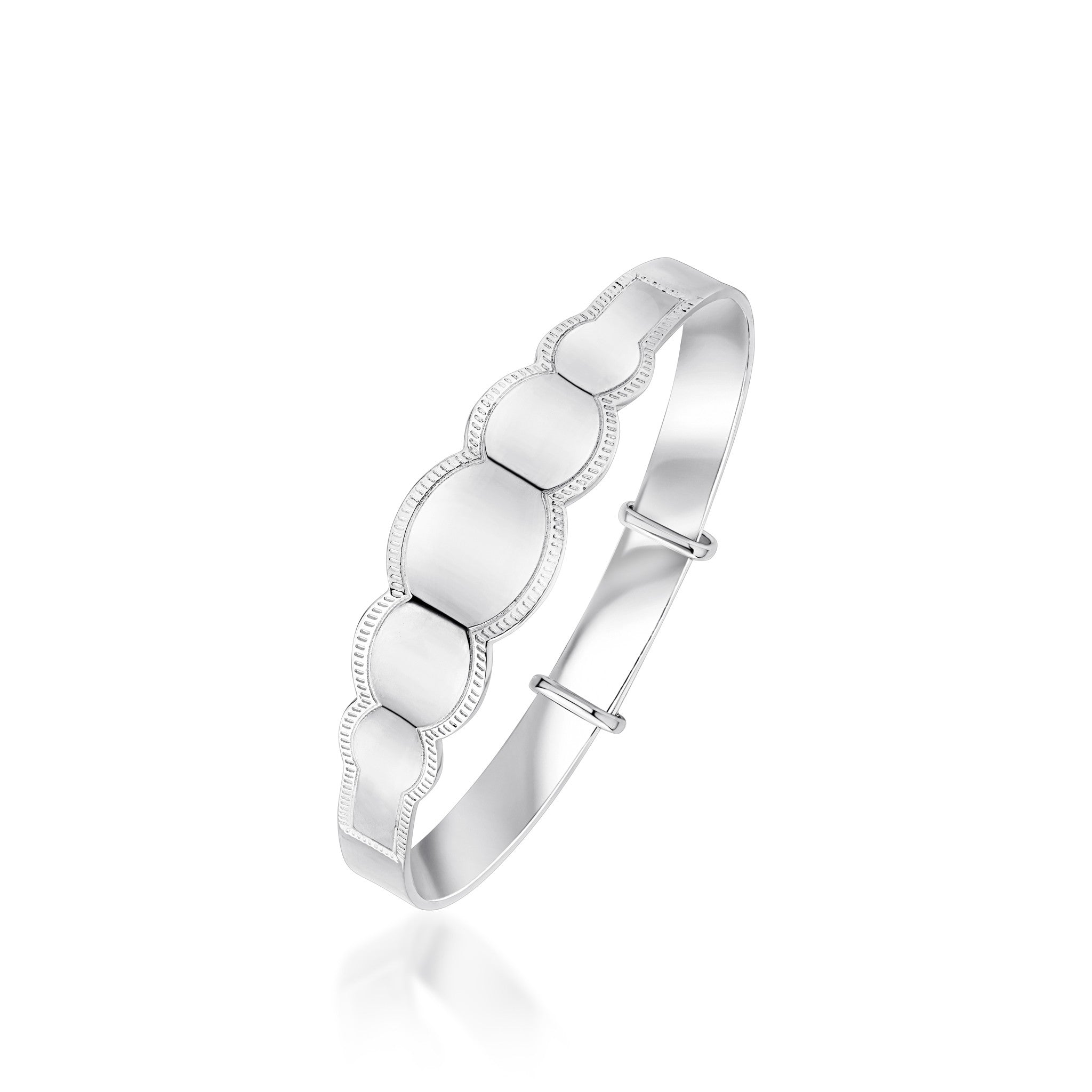 Silver Scalloped ID Baby Bangle