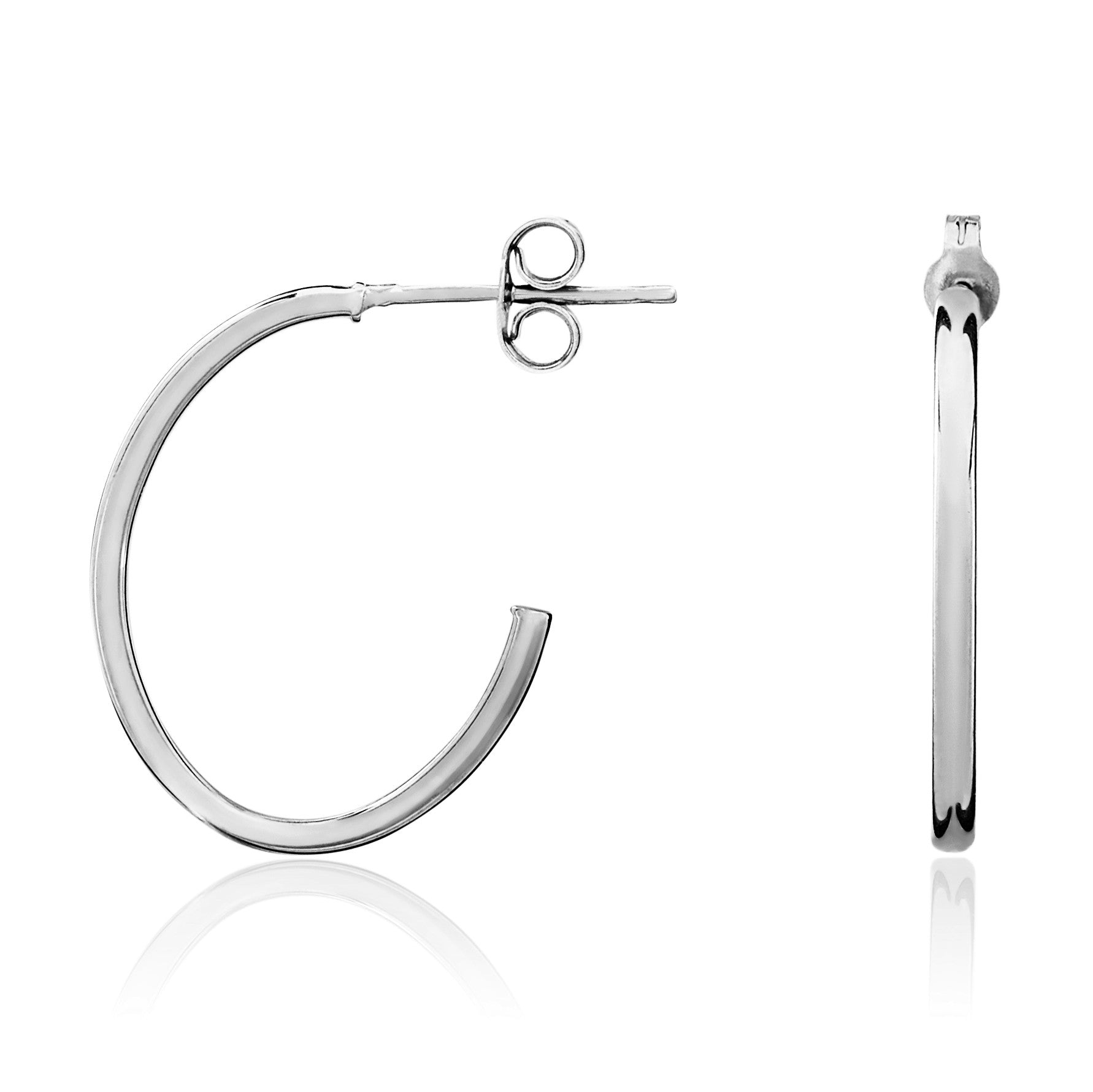 9CT WHITE GOLD OVAL PEG & SCROLL HOOP EARRINGS