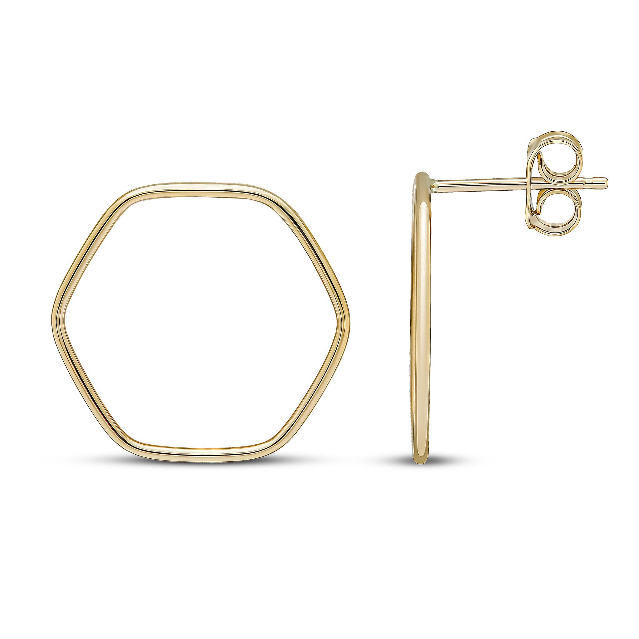 9CT YG OPEN HEXAGON EARRING