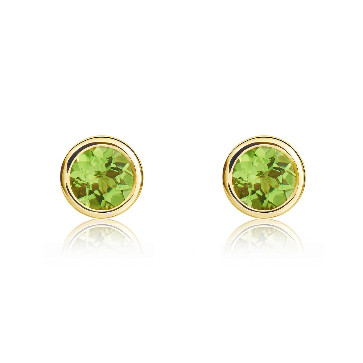 9CT YG 4MM ROUND PERIDOT RUBOVER STUD EARRINGS