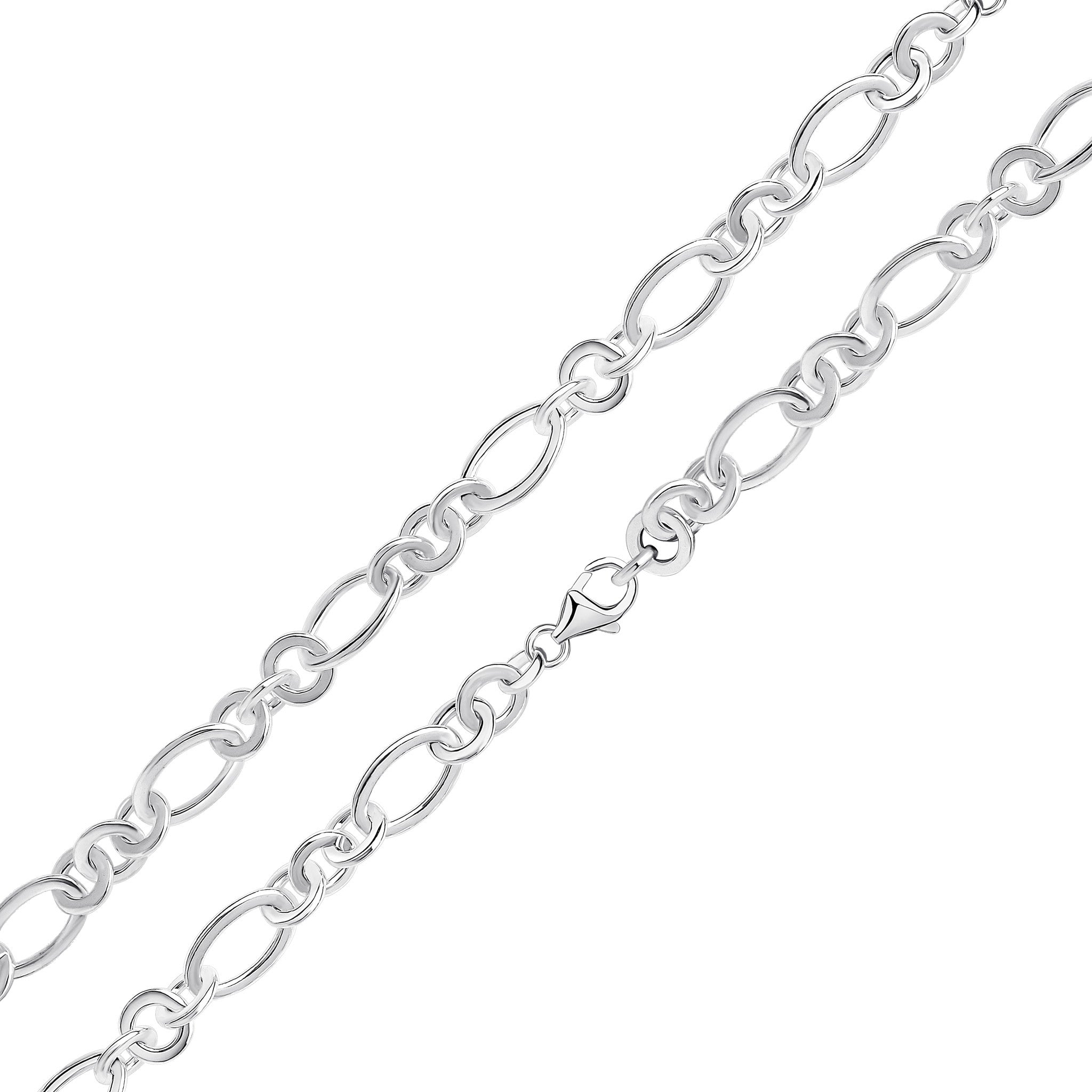 Silver Flat Oval/Round Figaro 7.5"
