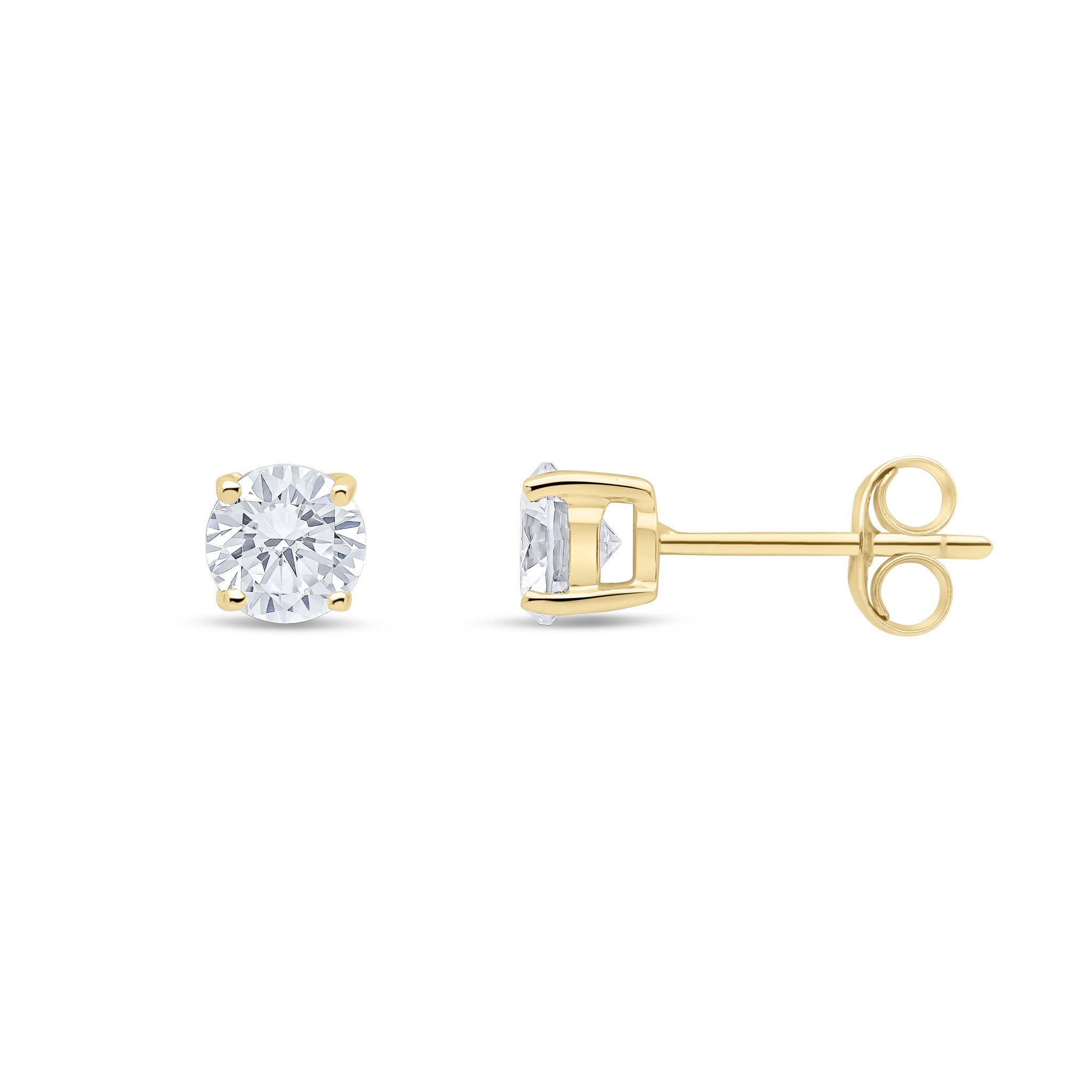 9CT YG 5MM ROUND CZ CLAW SET EARRINGS