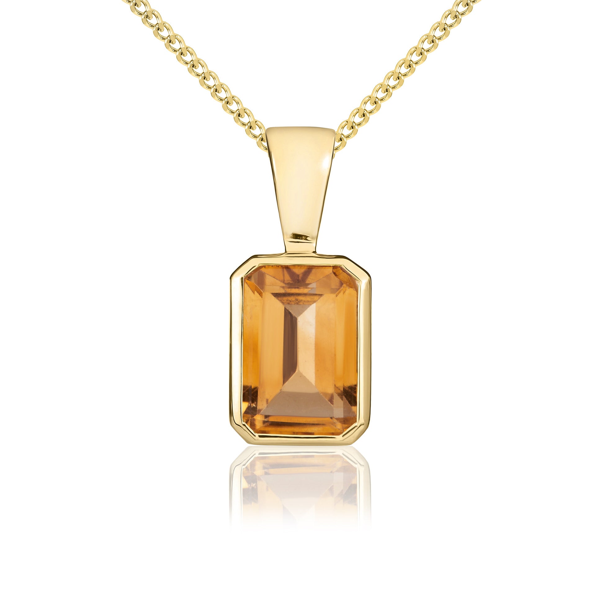9CT YG 7X5MM OCTAGON CITRINE  RUBOVER PENDANT