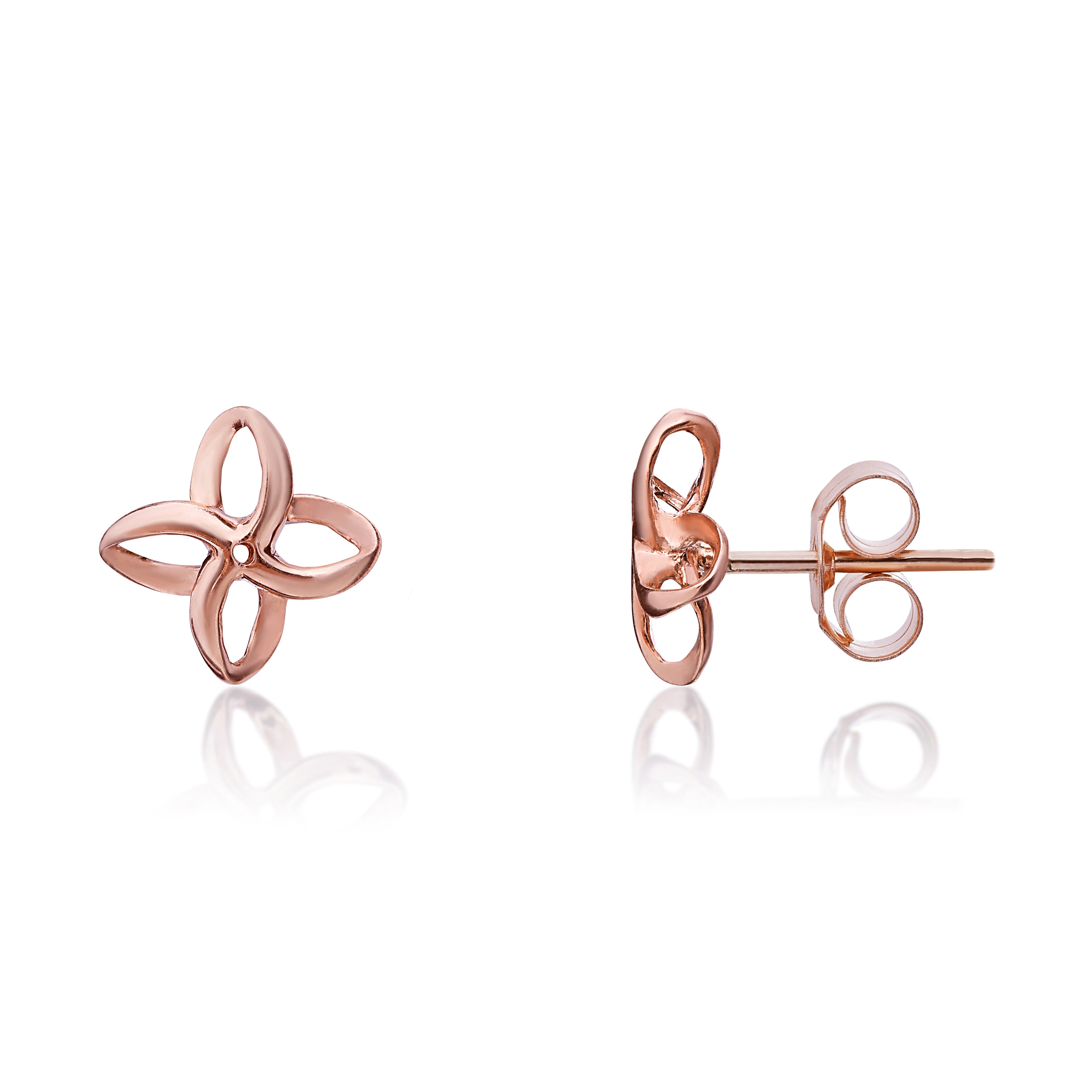 9CT ROSE GOLD SIMPLE FLOWER STUD EARRINGS