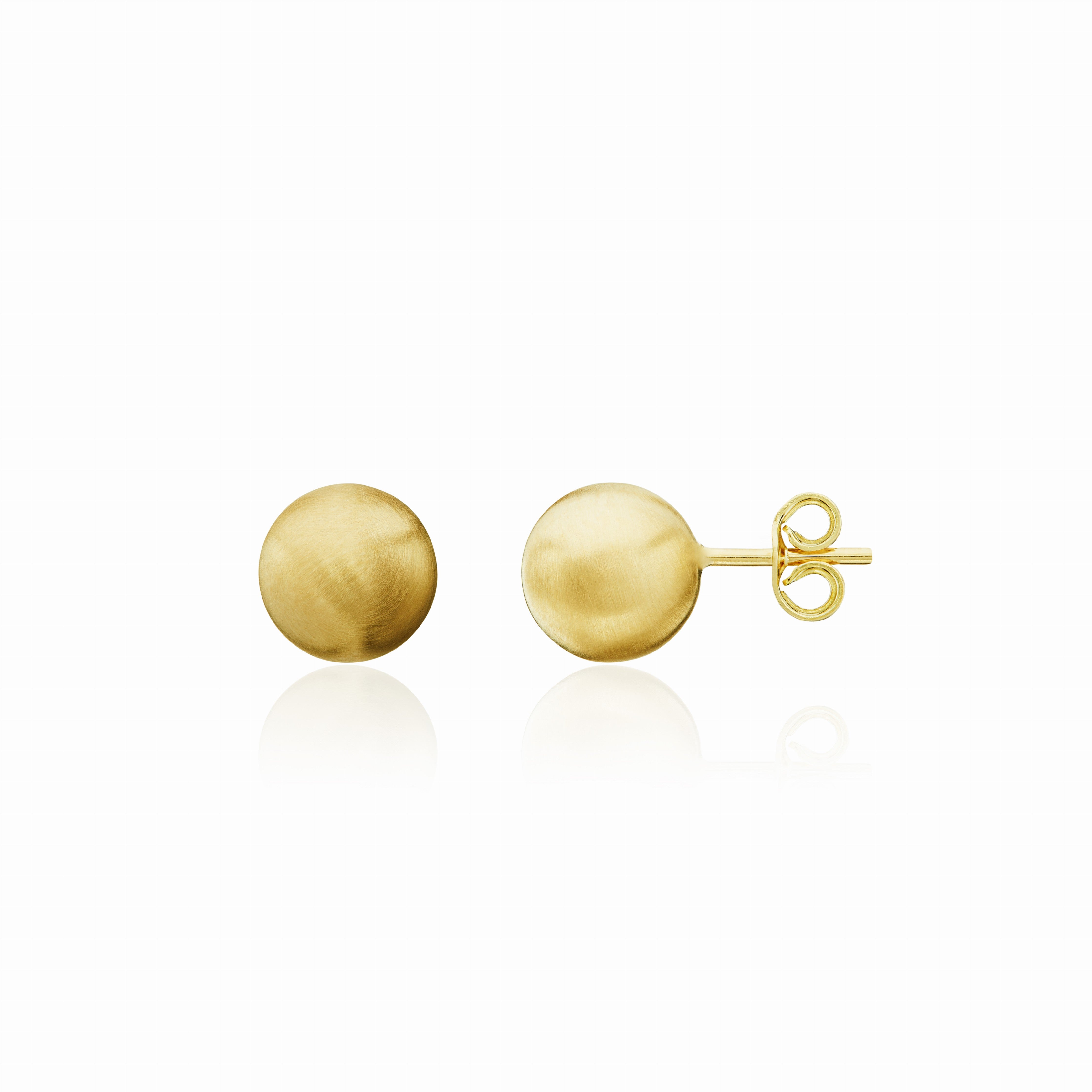 9CT YG SATIN 6MM BALL STUD EARRINGS