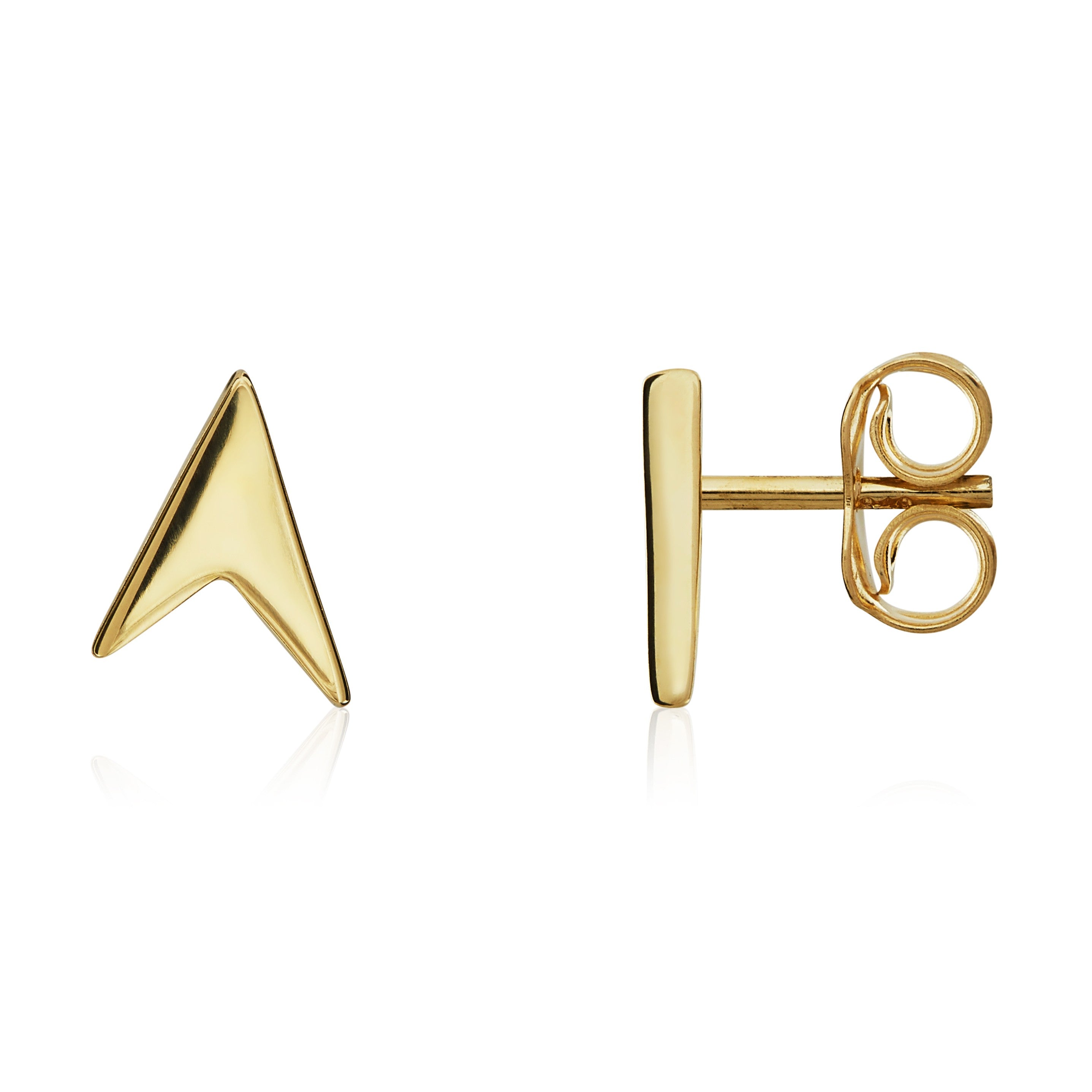 9CT YELLOW GOLD 'ARROWHEAD' STUD EARRINGS