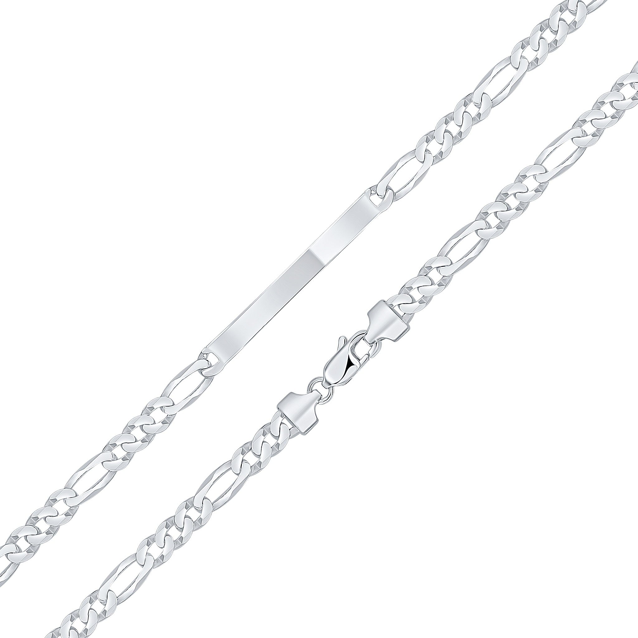 Silver 6mm Figaro ID 5x40mm 8.5"