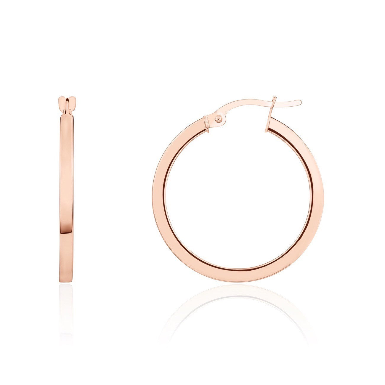 9CT RG 2MM SQUARE TUBE ROUND HOOP EARRINGS 24MM DIAMETER