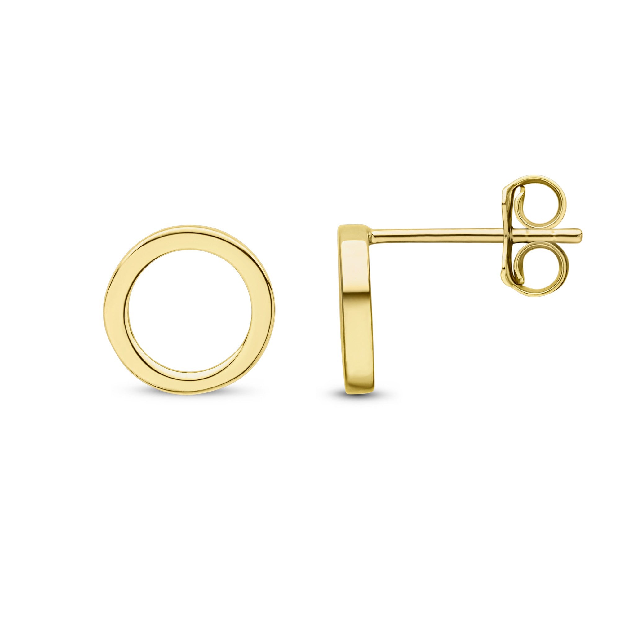 9CT YG SQUARE TUBE OPEN CIRCLE STUD EARRINGS