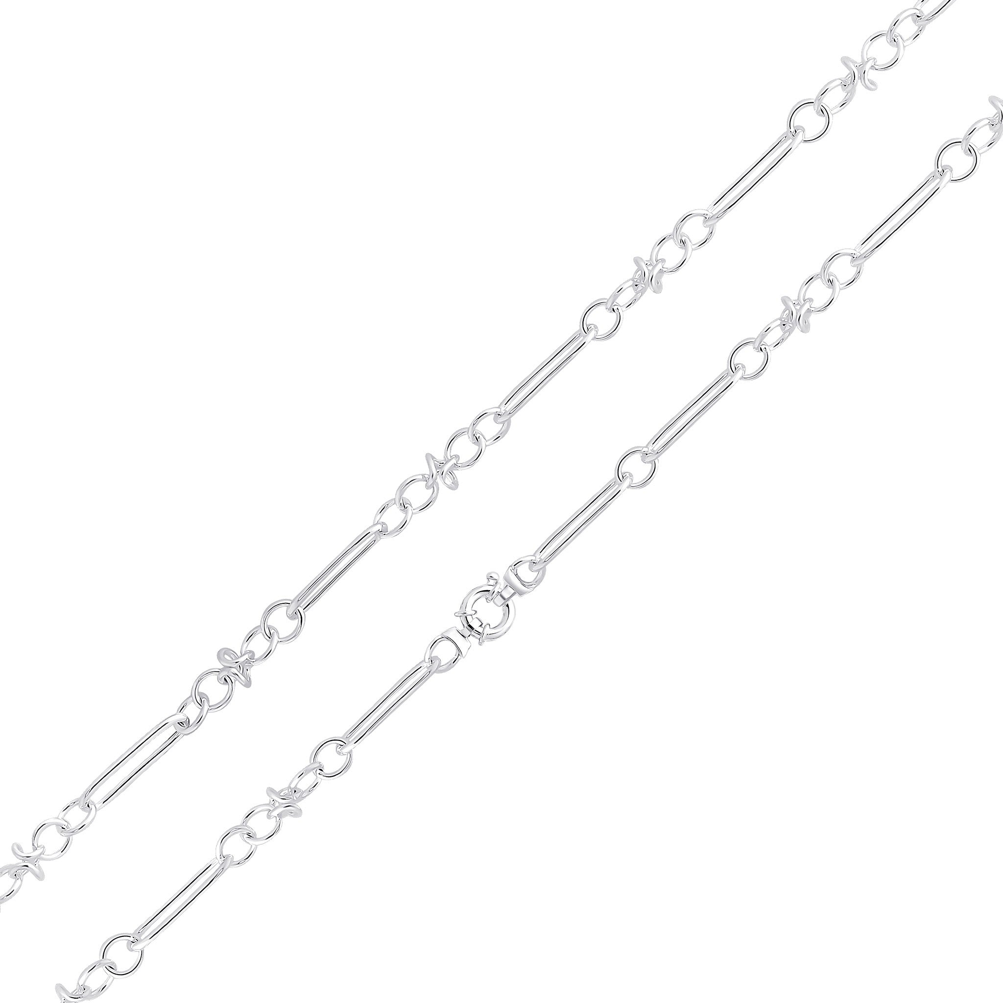 Silver 5mm Long Oval Knot 7.5"