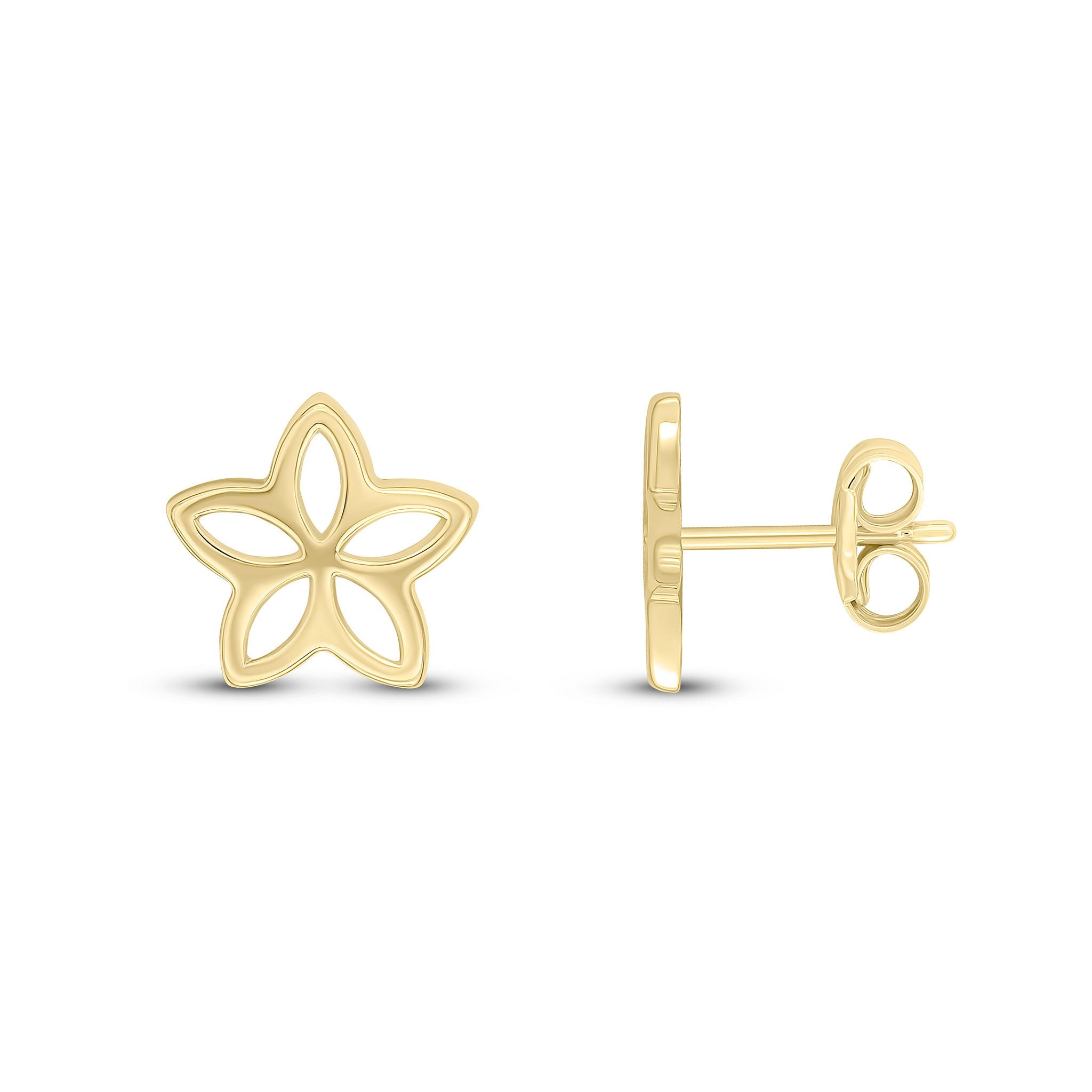 9CT YELLOW GOLD POLISHED FINISH STAR/FLOWER EARRINGS