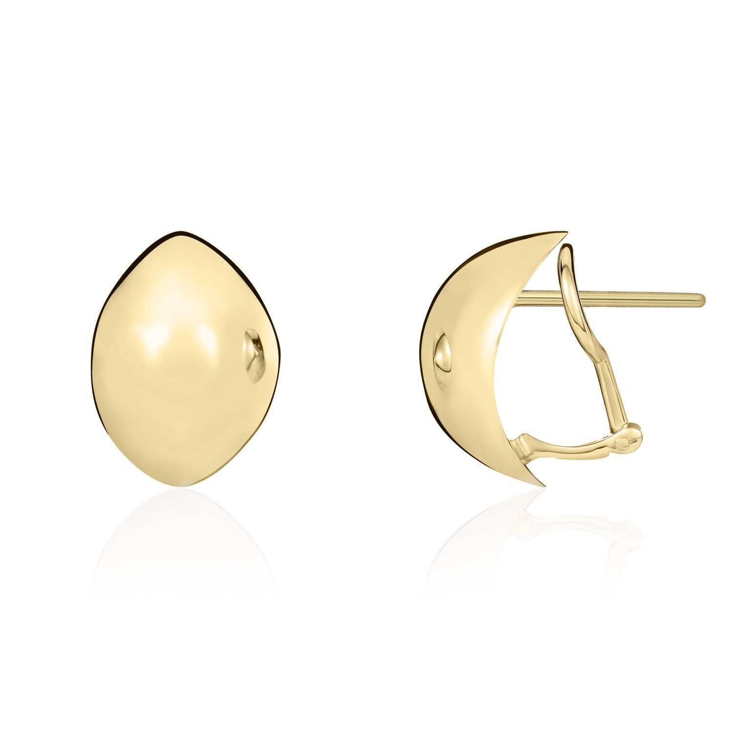 9CT YG POLISHED OVAL DOMED PEG & CLIP EARRINGS