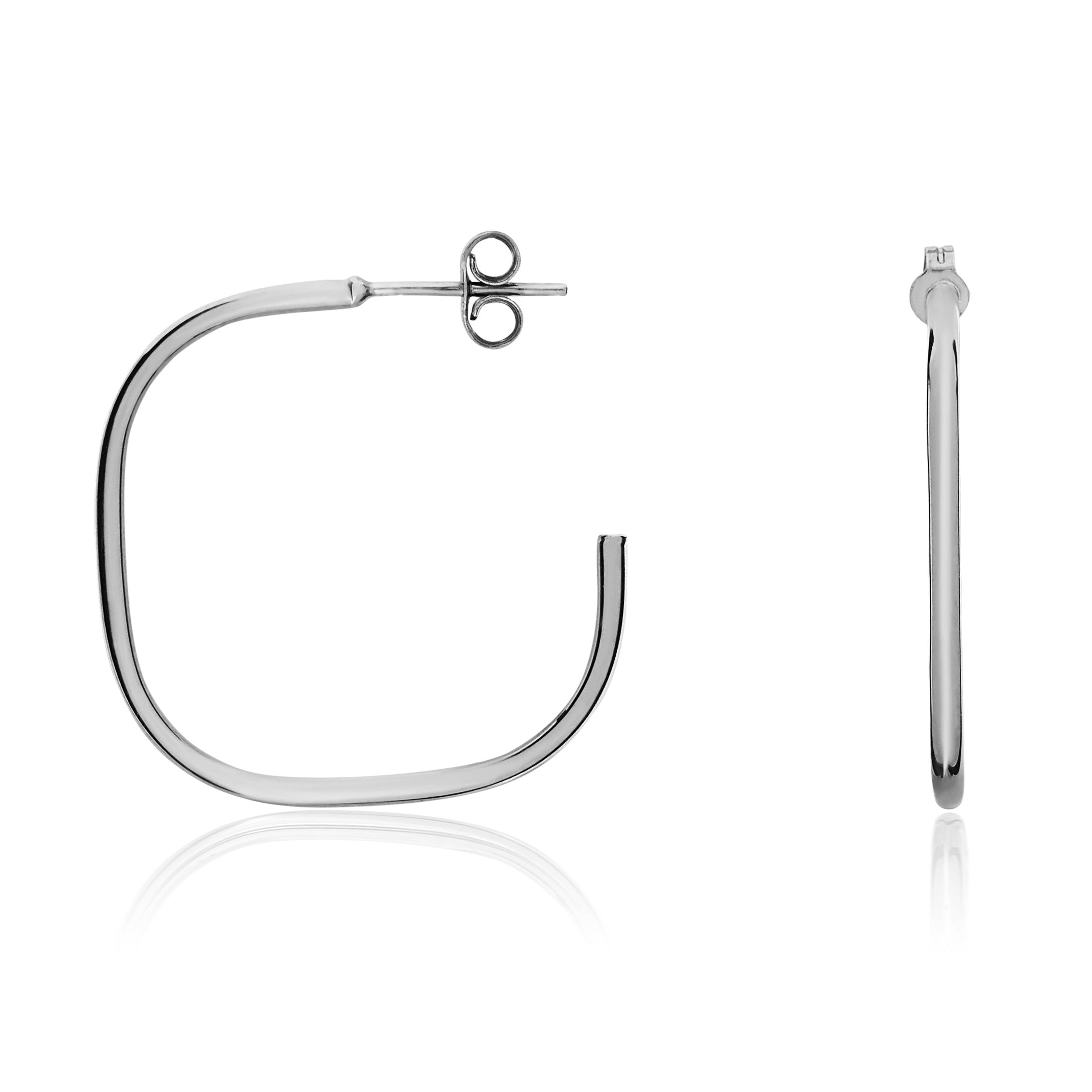 9CT WG ROUND TUBE CUSHION SHAPE HOOP WITH PEG AND SCROLL