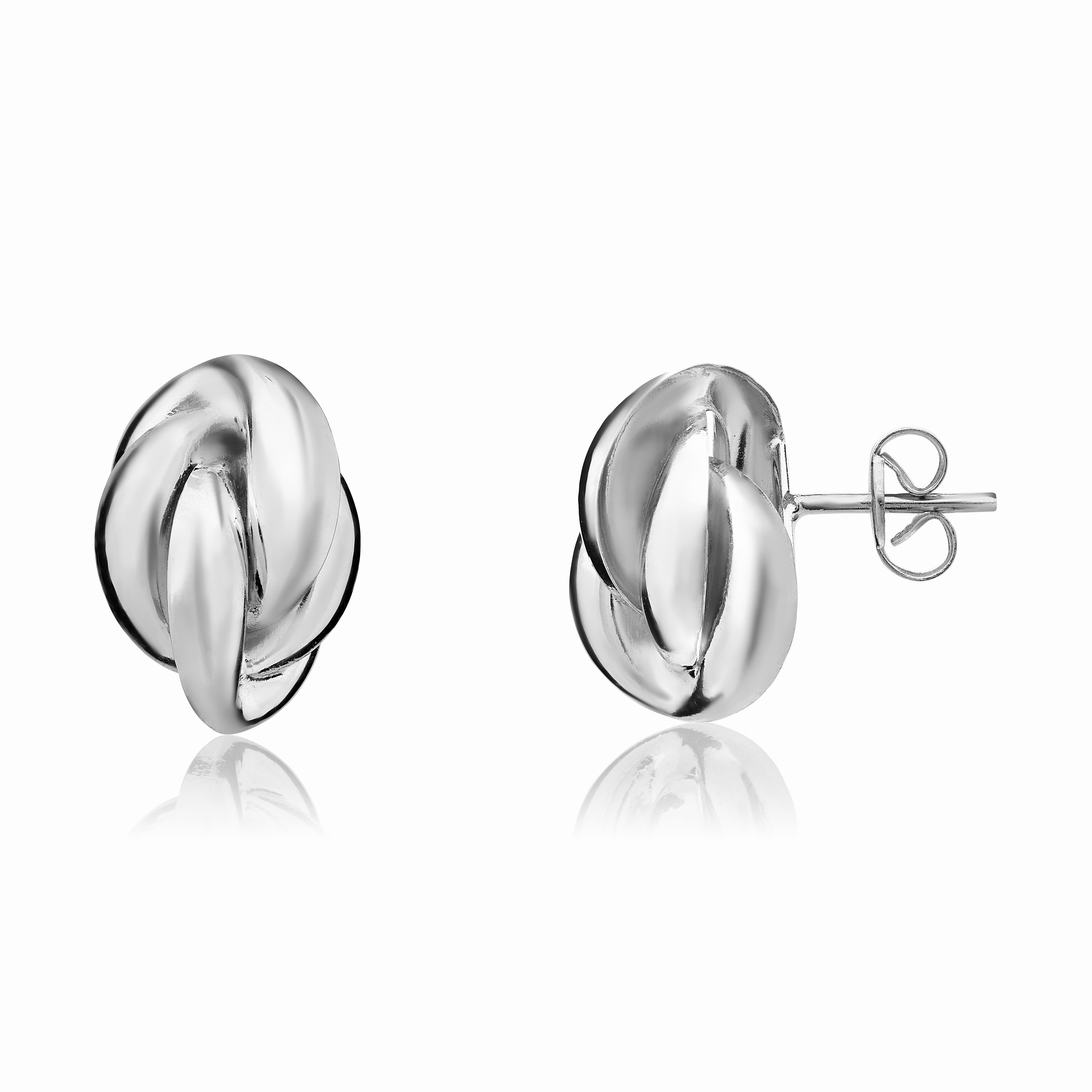 9CT WG POLISHED FINISH OVAL FANCY KNOT STUD EARRINGS