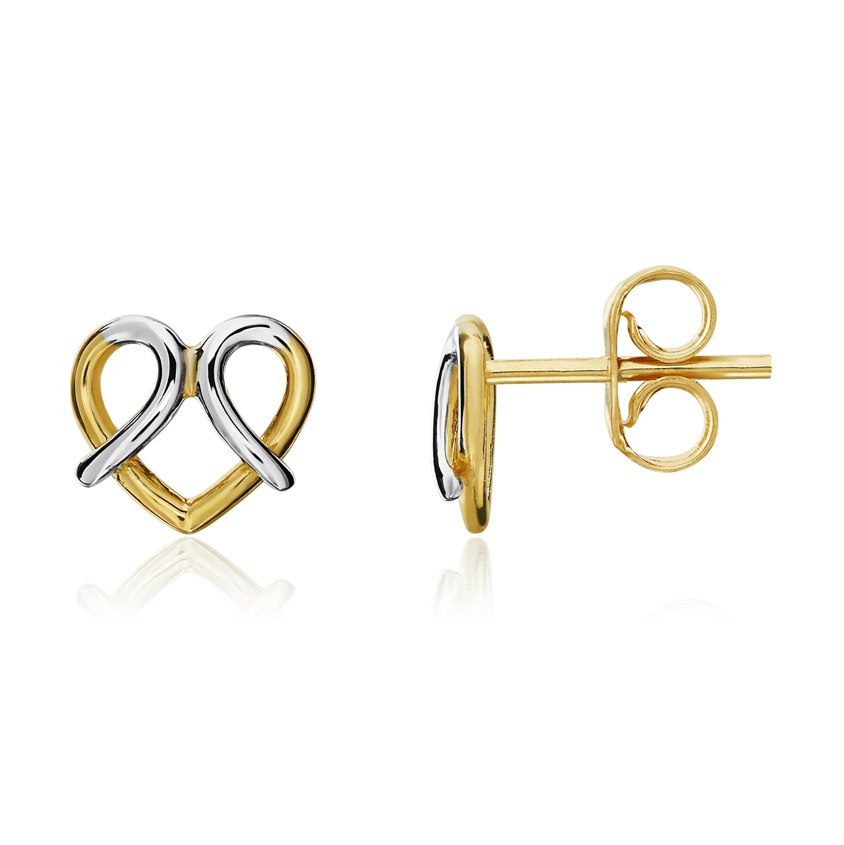 9CT YWG FANCY HEART STUD EARRINGS