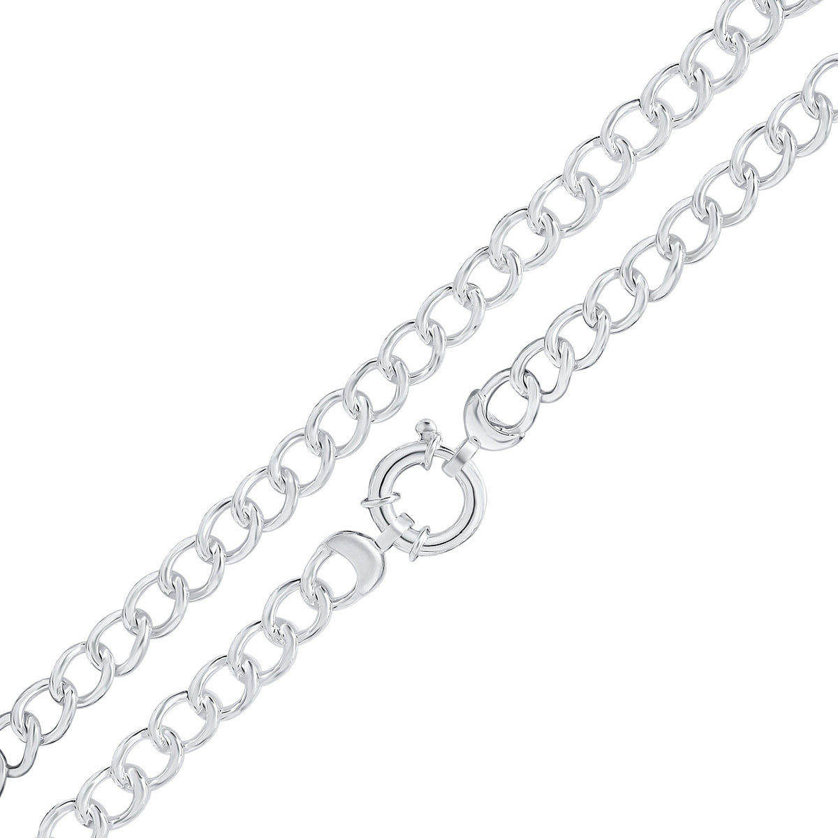 Silver 9mm Curb 7.5" Bolt Ring