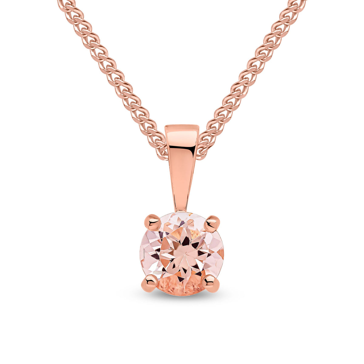 9CT RG 5MM ROUND MORGANITE 4 CLAW PENDANT