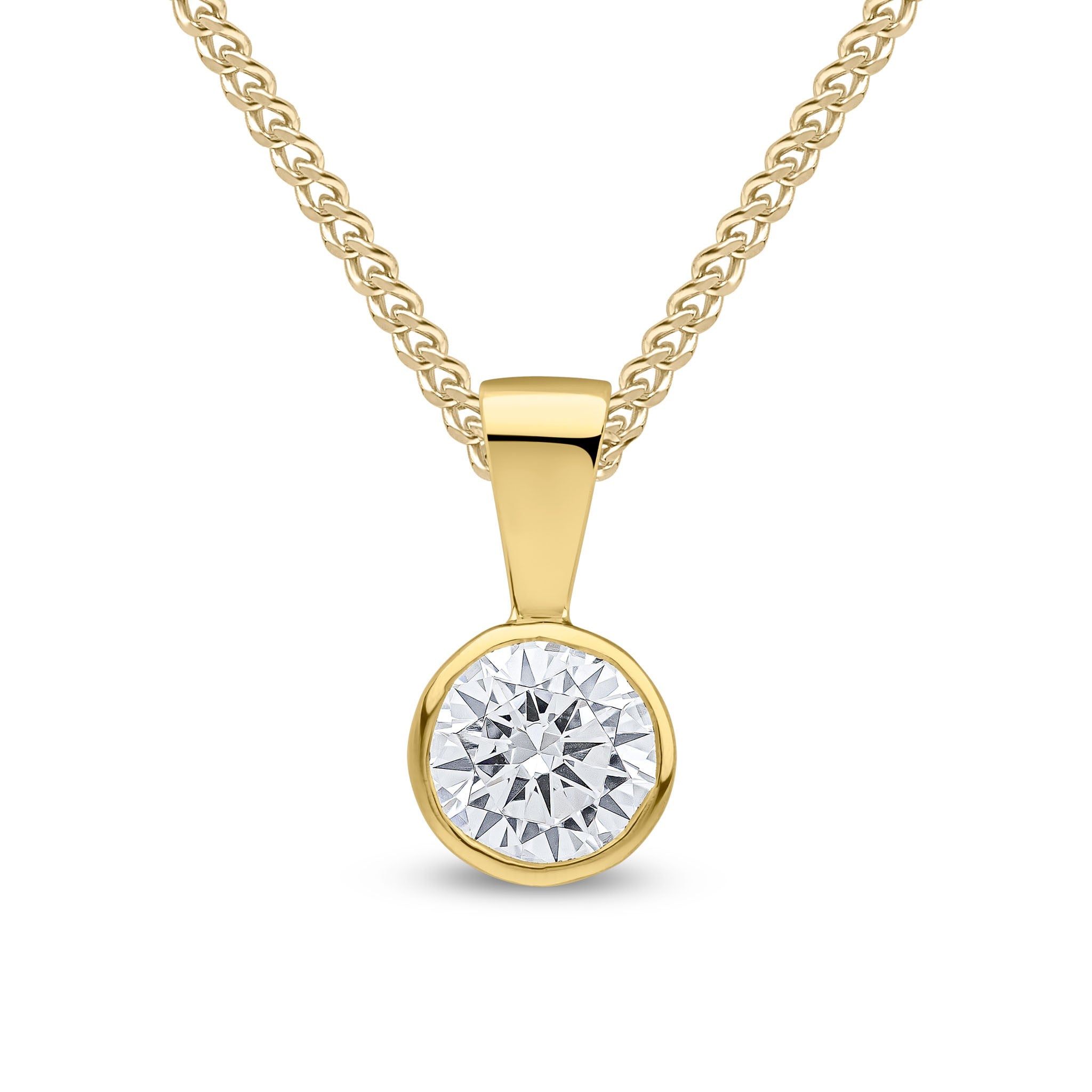 9CT YG 5MM ROUND CZ RUBOVER PENDANT