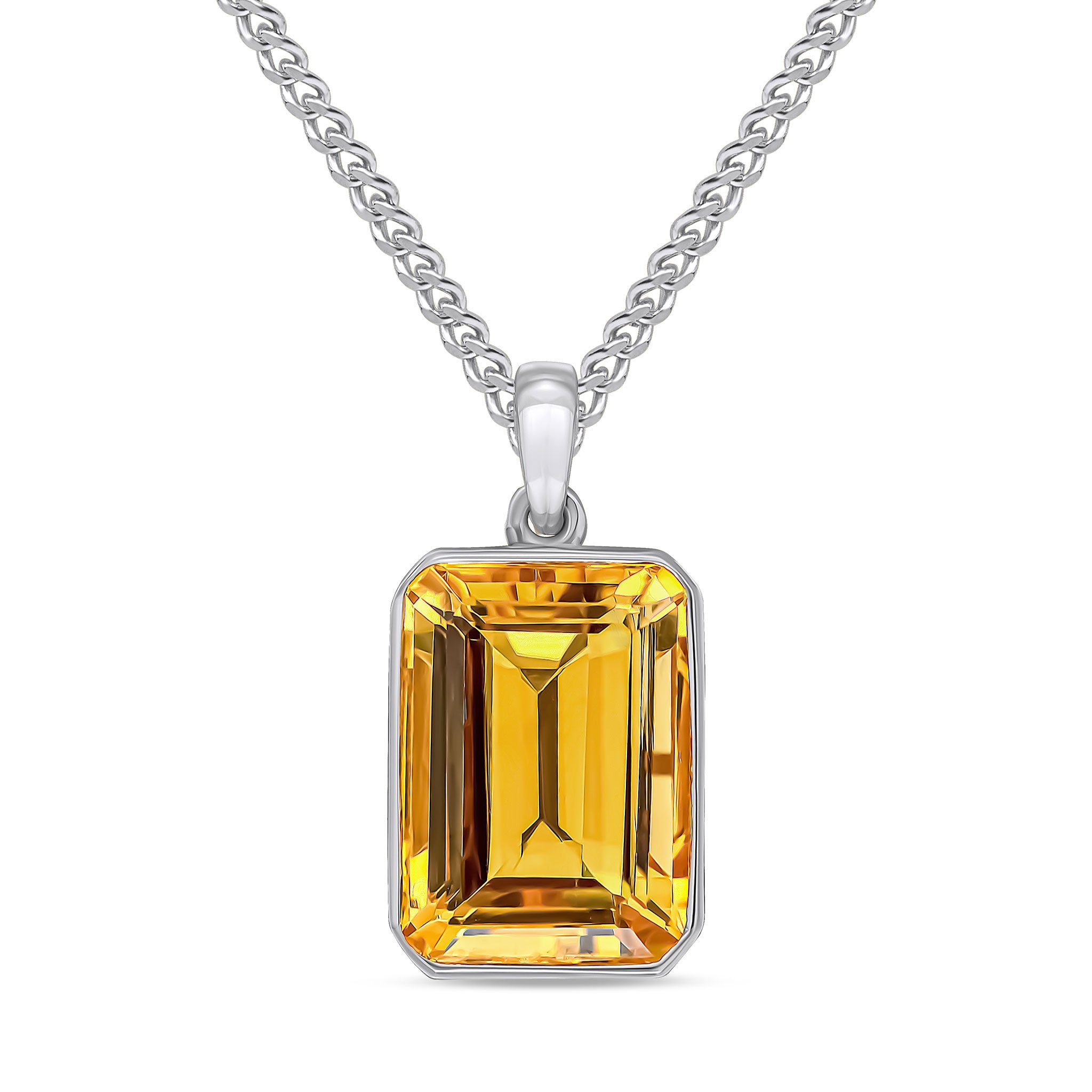 9CT WG 14X10 OCTAGON CITRINE RUBOVER PENDANT
