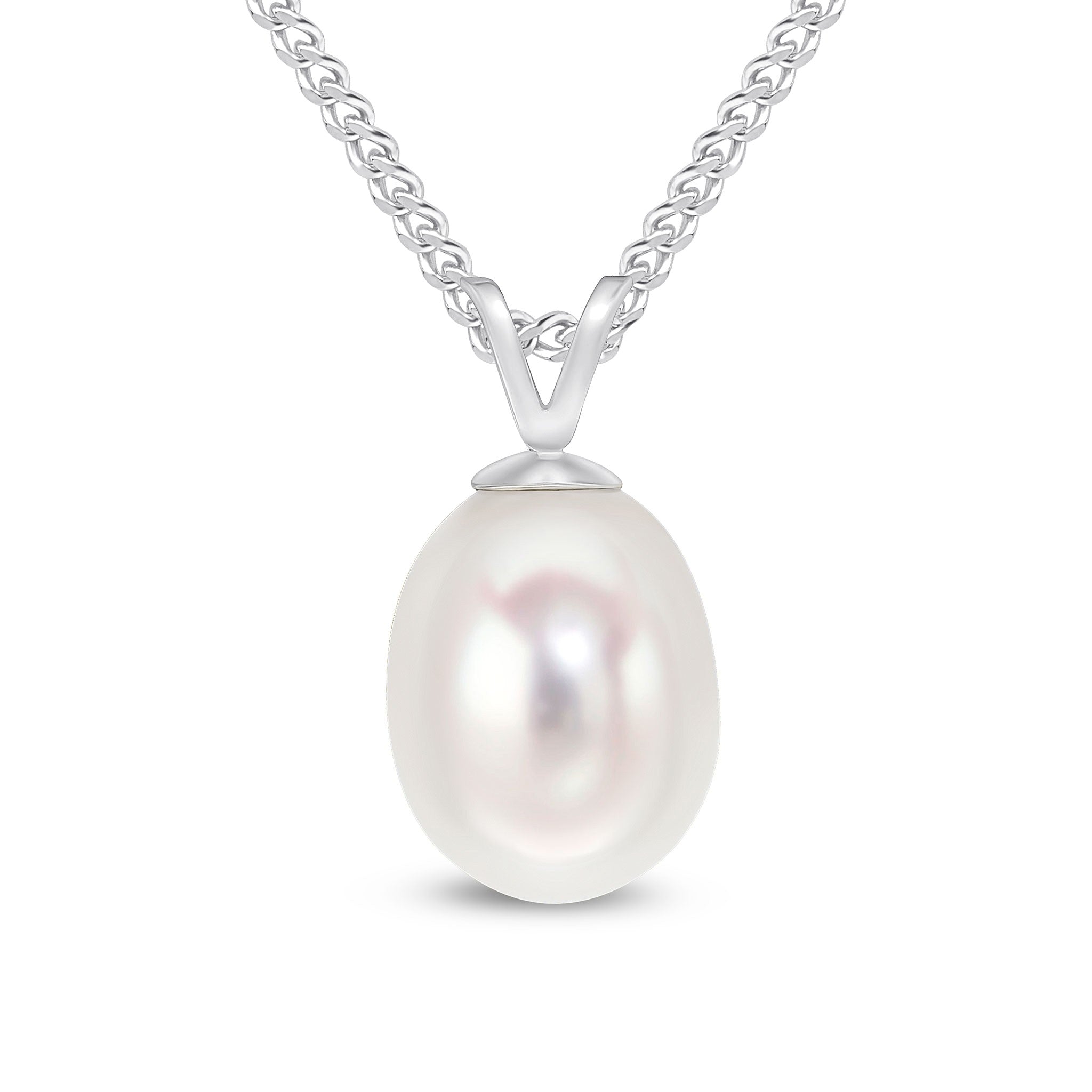 9CT WHITE GOLD 9-9.5MM FRESHWATER PEARL DROP PENDANT