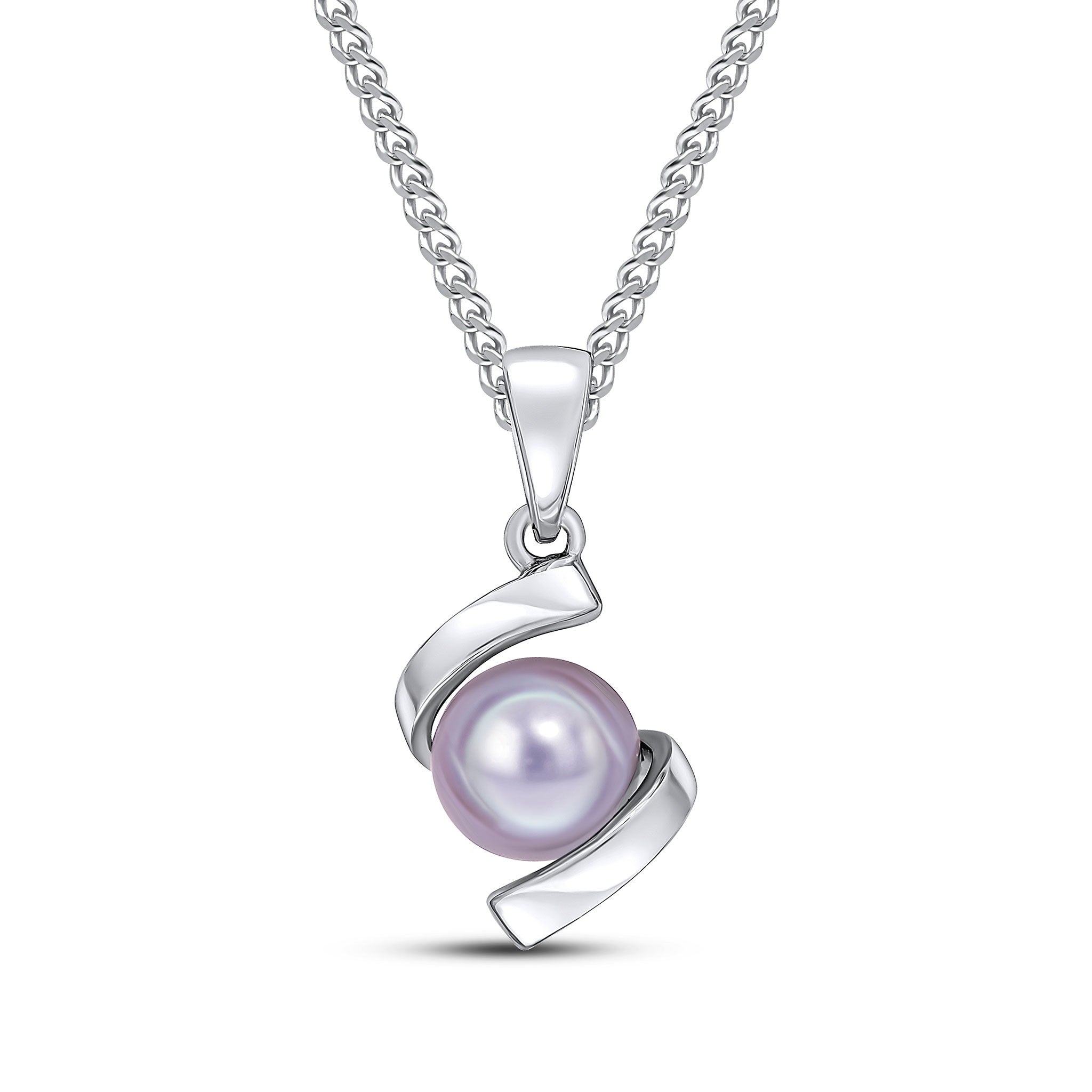 9CT WG GREY CULTURED FRESHWATER PEARL TWIST PENDANT WITH PLAIN LOOP TOP