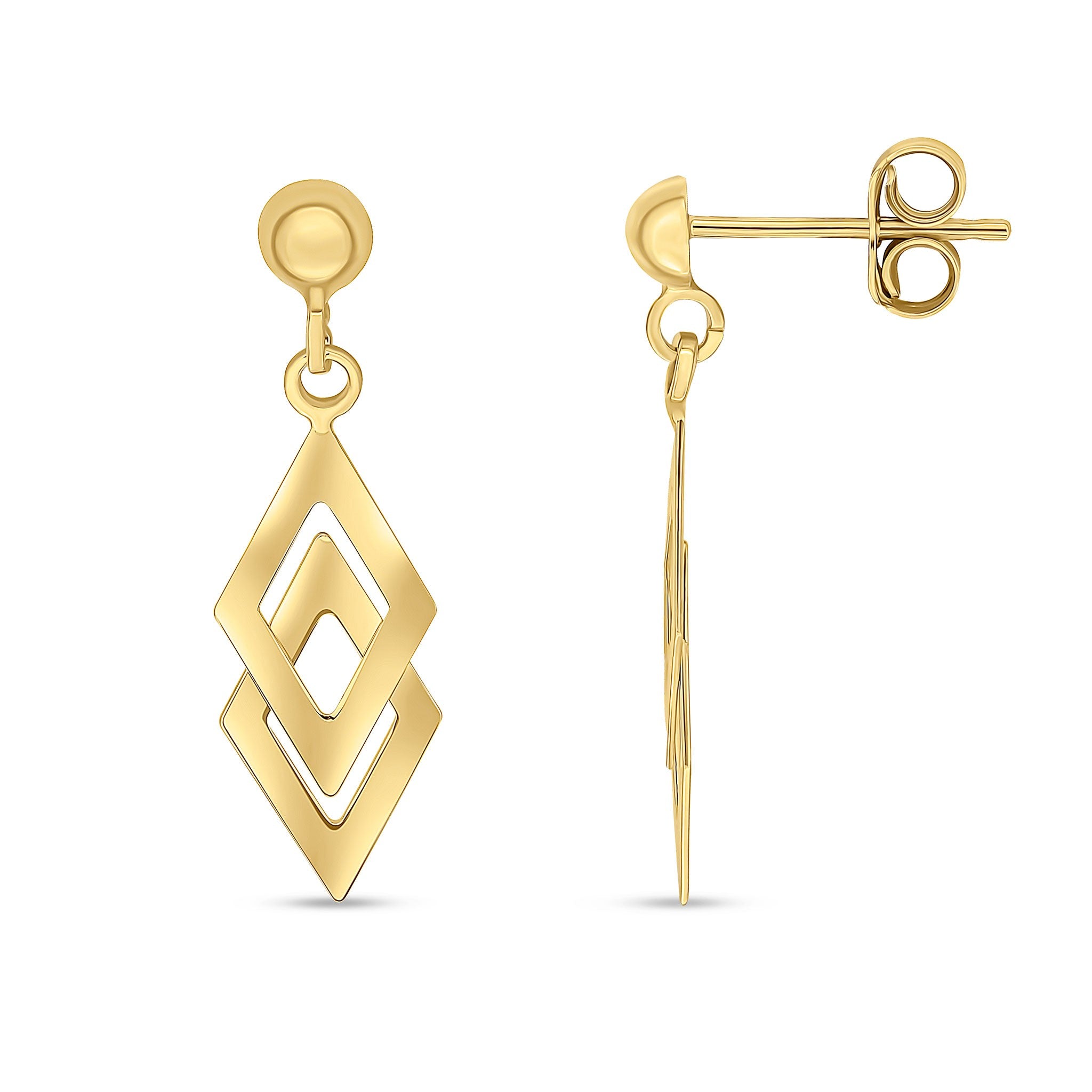 9CT YELLOW GOLD DOUBLE KITE DROP EARRINGS