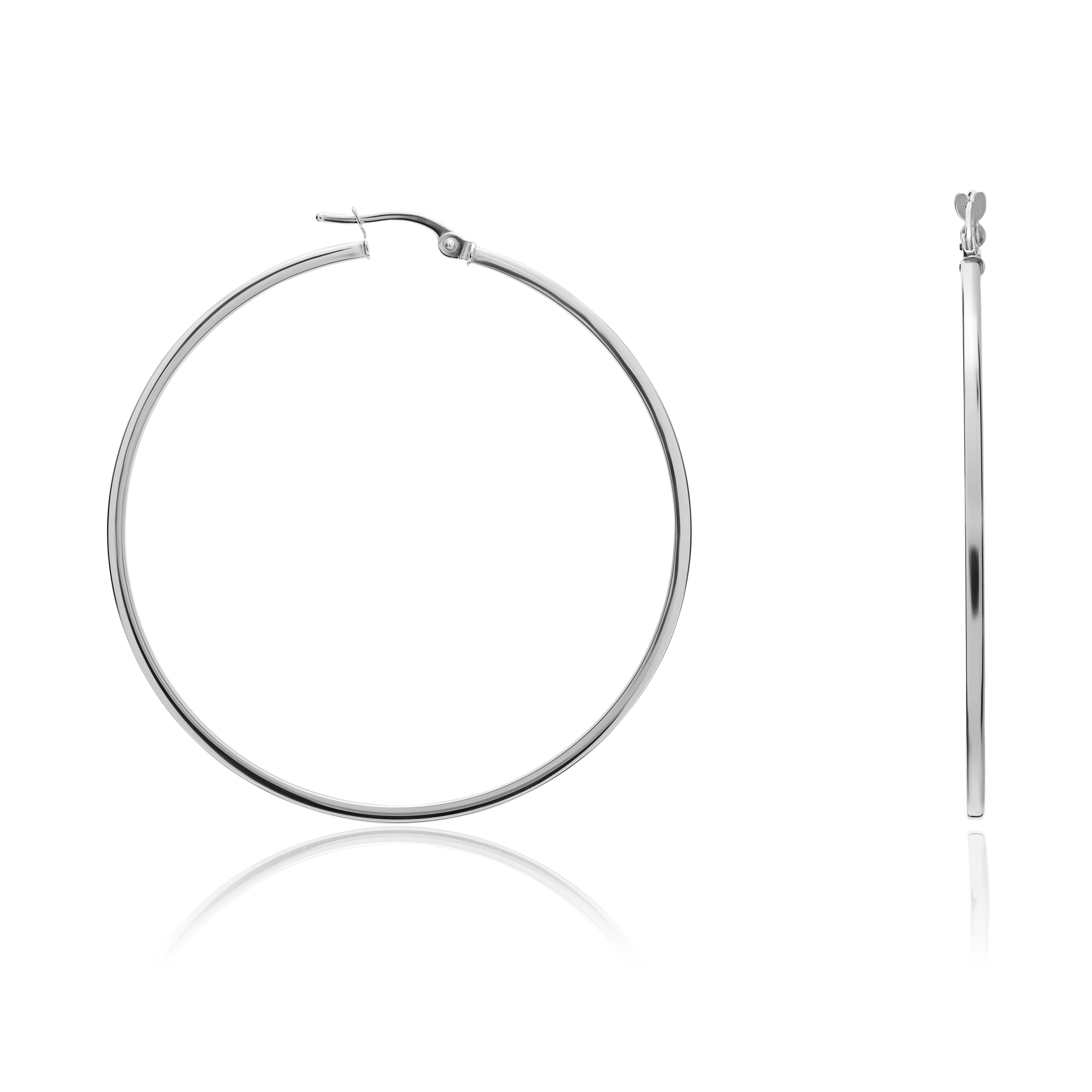 9CT WG 1.5MM SQUARE TUBE HOOP EARRINGS. 48MM OUTER DIAMETER
