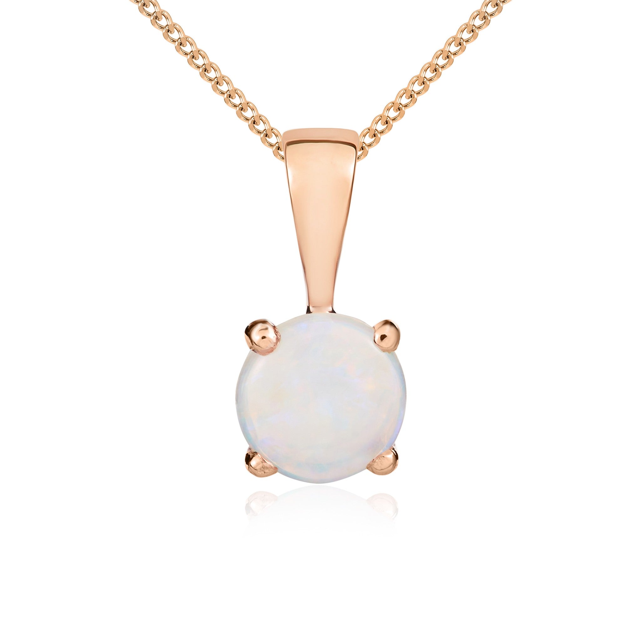 9CT RG 5MM ROUND OPAL 4 CLAW SINGLE STONE PENDANT