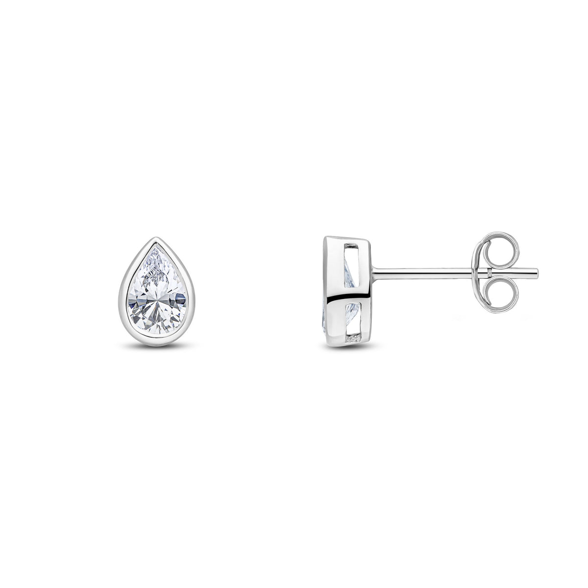 9CT WG 6X4 PEARSHAPE CZ RUBOVER SET EARRINGS