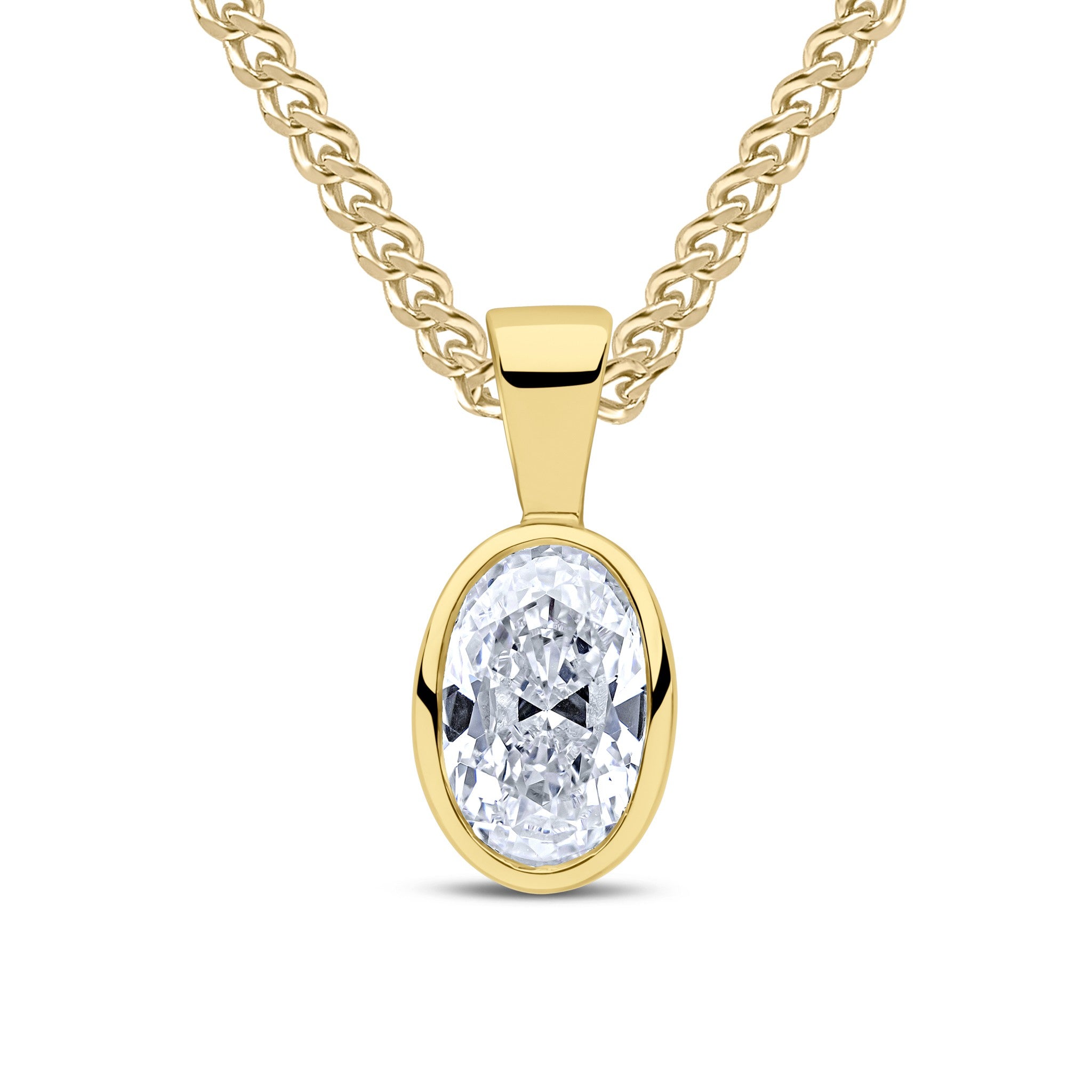 9CT YG 7X5 OVAL CZ RUBOVER PENDANT