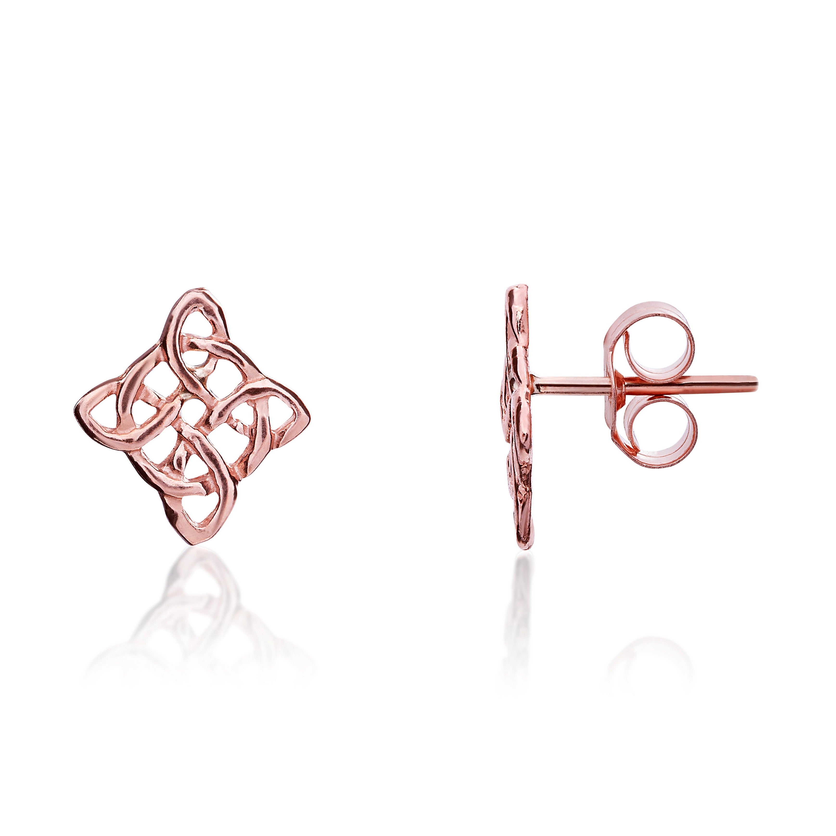 9CT RG SQUARE CELTIC STYLE STUD EARRINGS