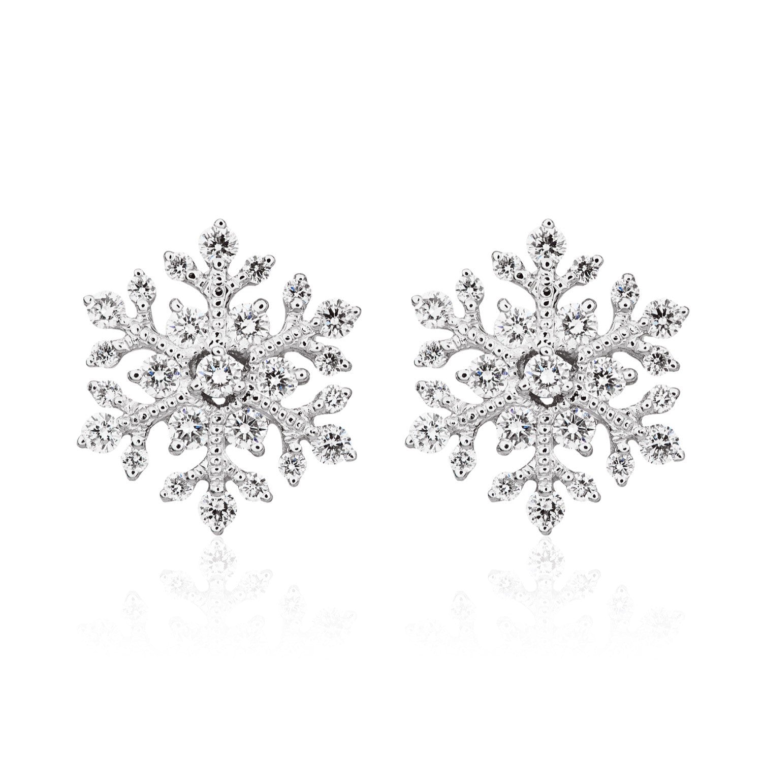 18CT WG DIAMOND SET SNOWFLAKE STUD EARRINGS
