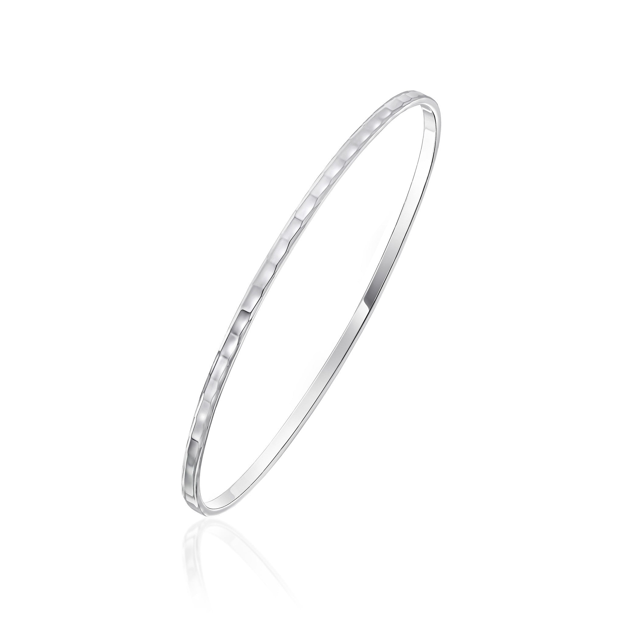 Silver 2.5mm Flat Stacker Bangle Mirrored Pattern