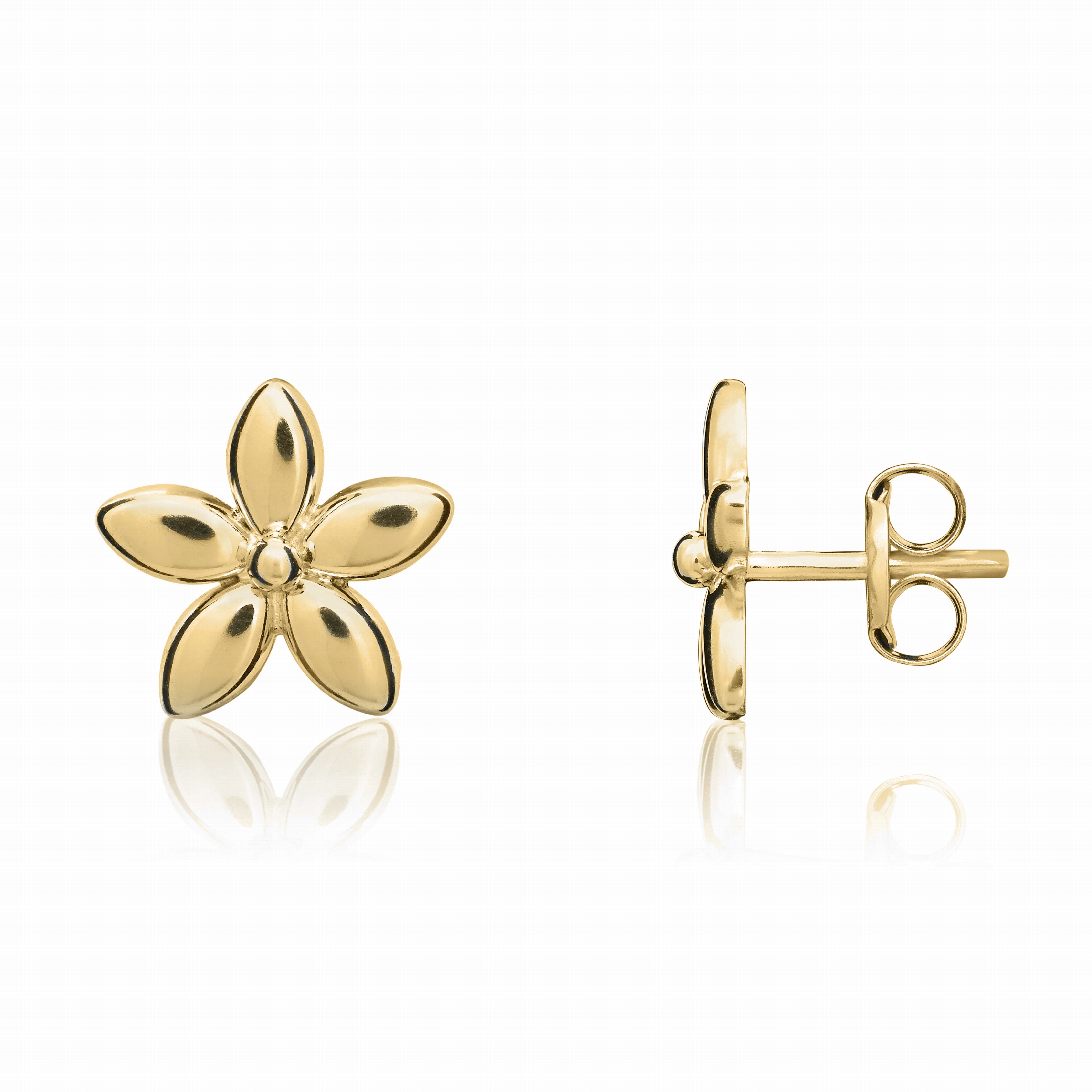 9CT YELLOW GOLD POLISHED DAISY STUD EARRINGS