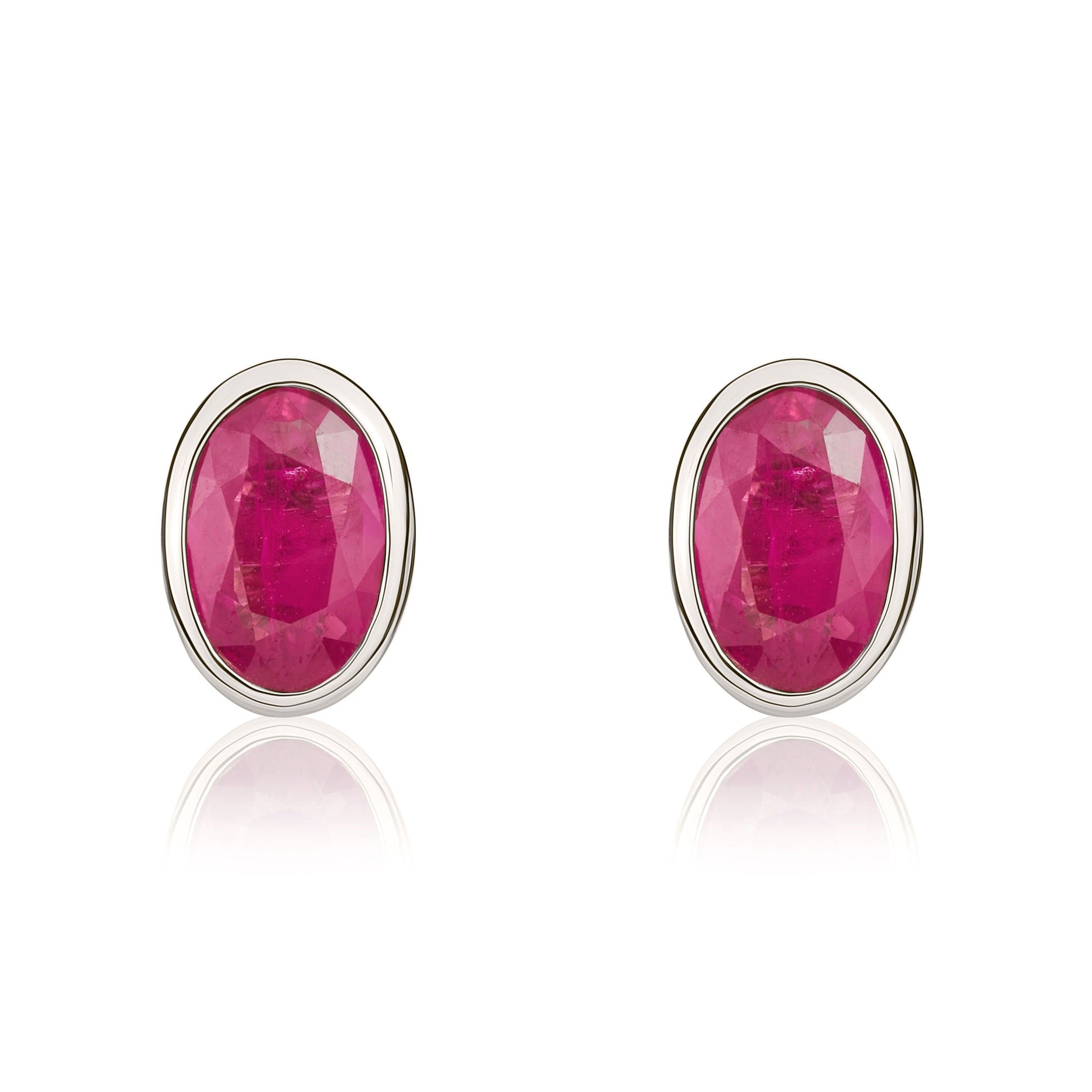 9CT WG 6X4 OVAL RUBY RUBOVER STUD EARRINGS