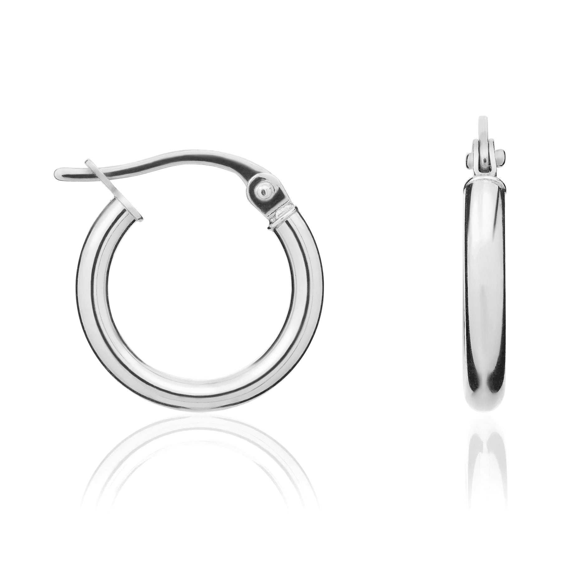 18CT WG 4MM TUBE ROUND PLAIN POL HOOP EARRINGS 18MM DIAMETER * OFFER ALTERNATIVE 10-34-025 *