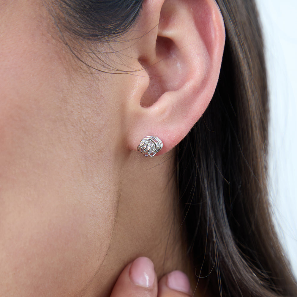 Sterling Silver Woven  Knot Stud Earrings