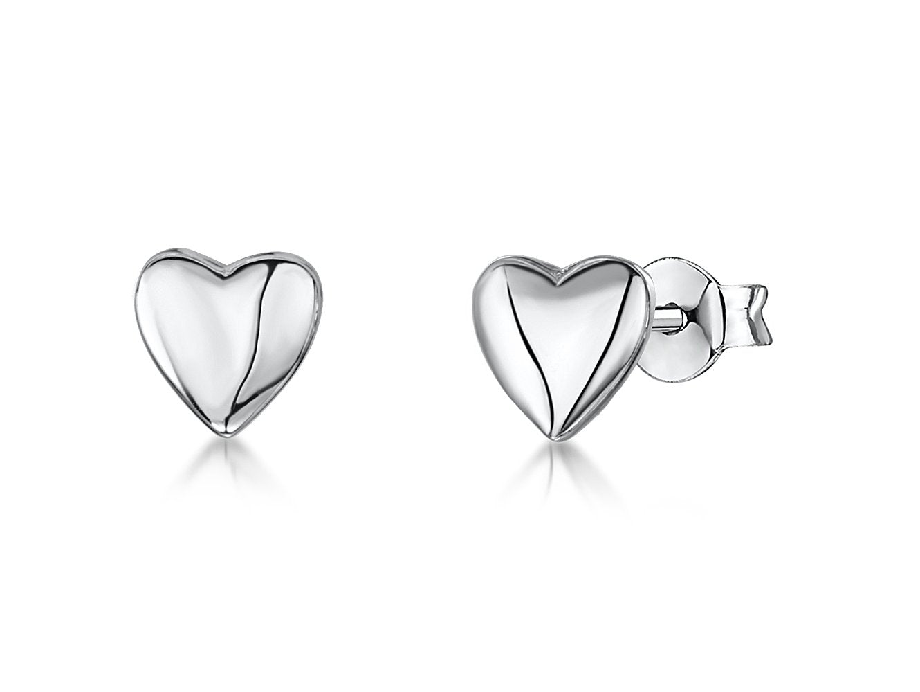 Sterling Silver Plain Heart Stud Earrings