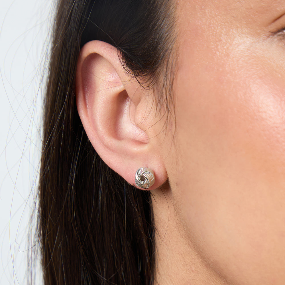Sterling Silver Woven Knot  Stud Earrings