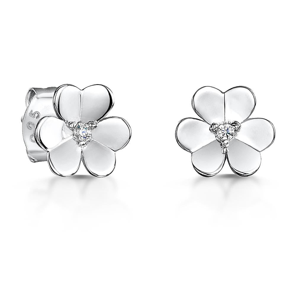 Sterling Silver Simple Flower Stud Earrings