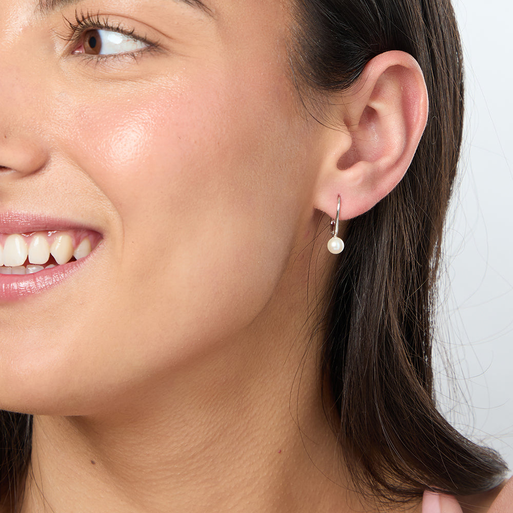 Sterling Silver Pearl French Hook Set Earrings