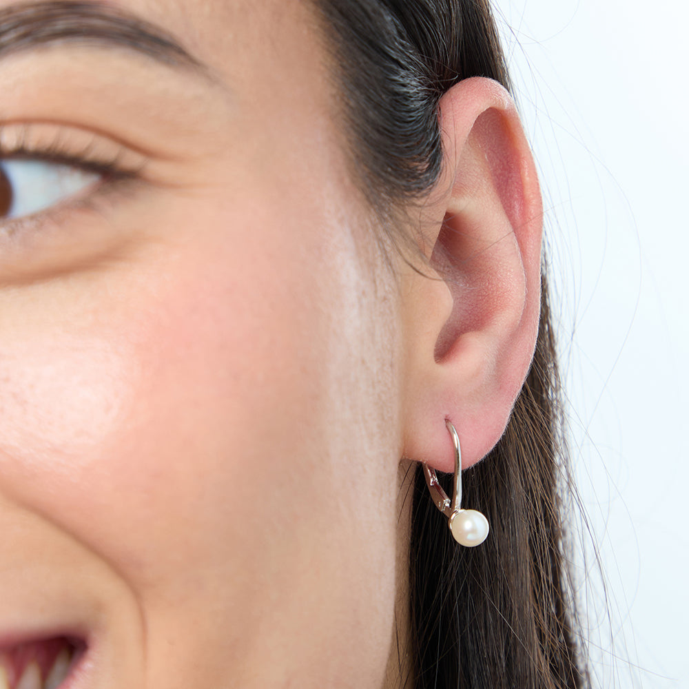 Sterling Silver Pearl French Hook Set Earrings