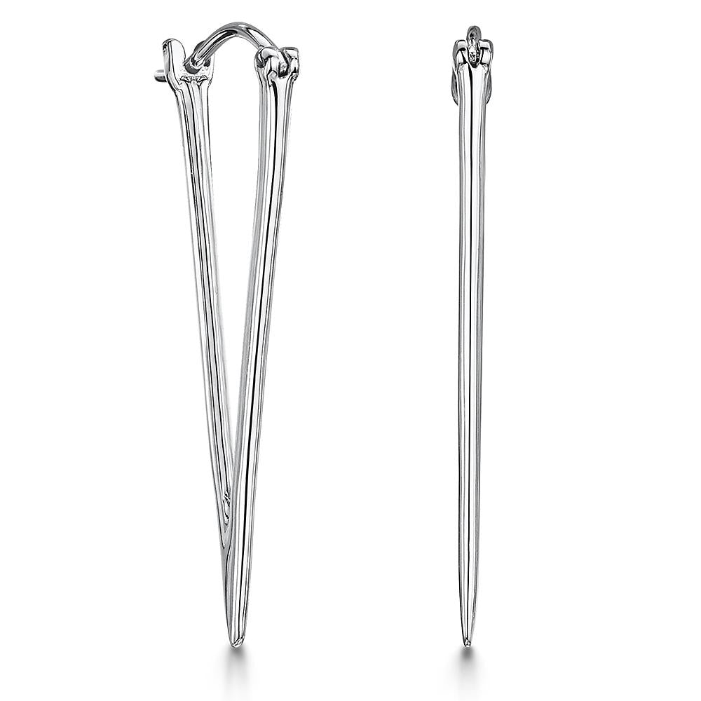 Sterling Silver Long  Triangle Shape  Drop Earrings