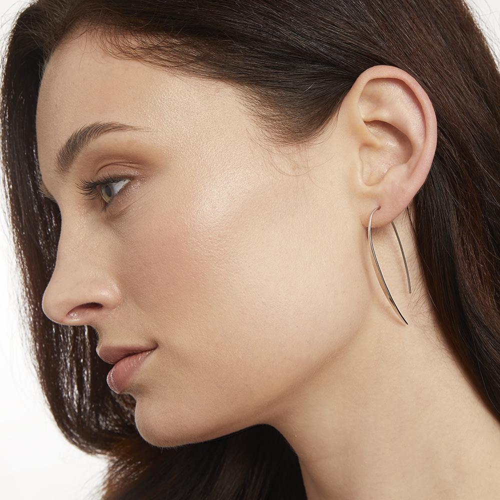 Sterling Silver Polished Pull Through Threader  Earrings