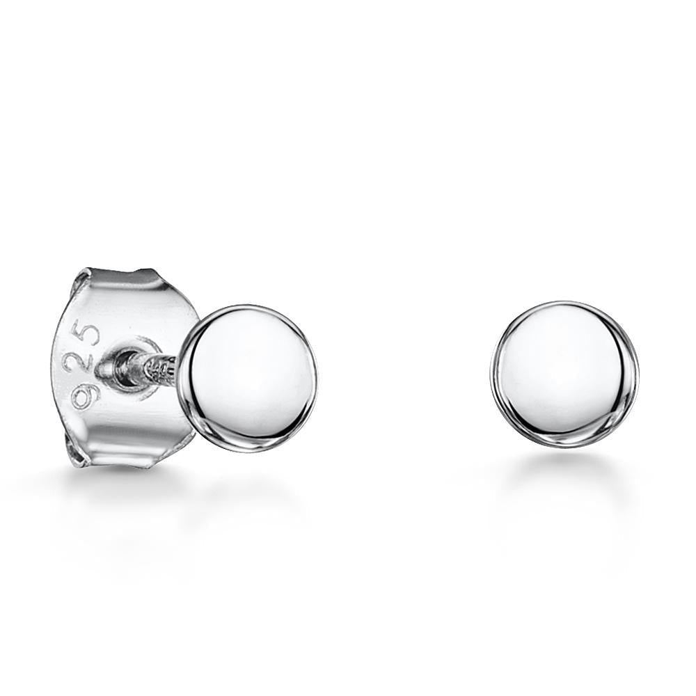 Sterling Silver Plain Round Stud Earrings